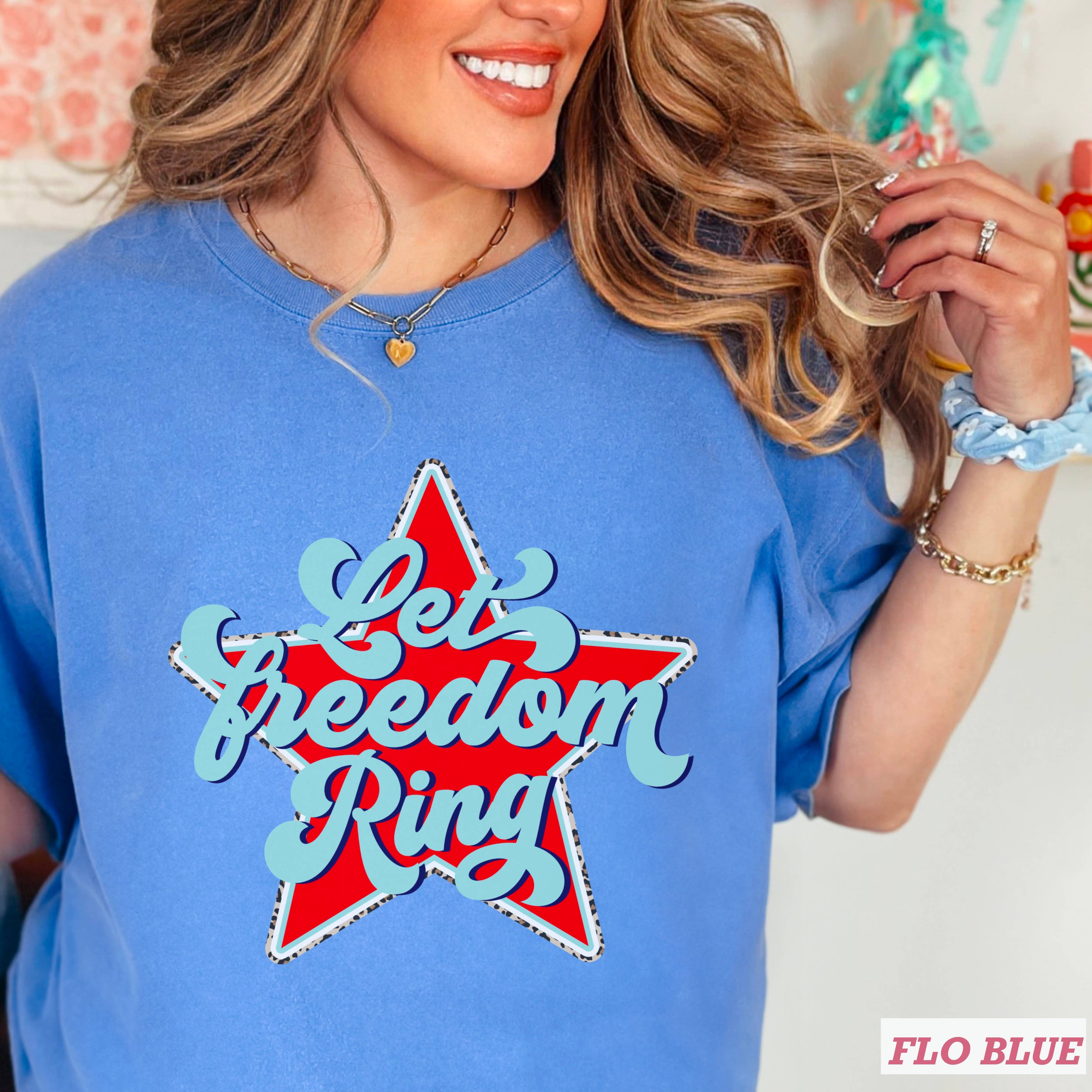 Let Freedom Ringl July 4th Graphic Shirt | Comfort Color Hoodie, Sweatshirt | PodTeesHub.com