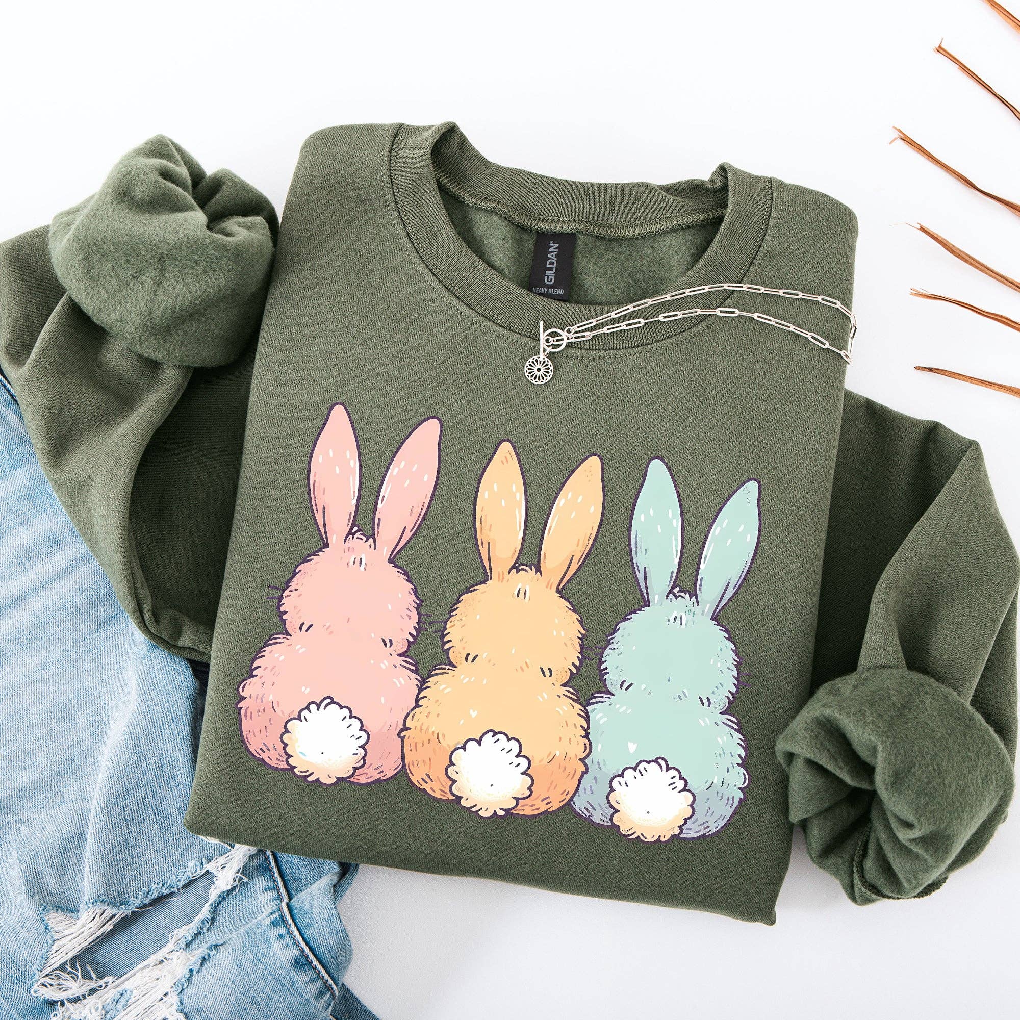 Adorable Bunnies in A Row, Easter, Bunny Rabbit Sweatshirt T-Shirts, Hoodie | PodTeesHub.com
