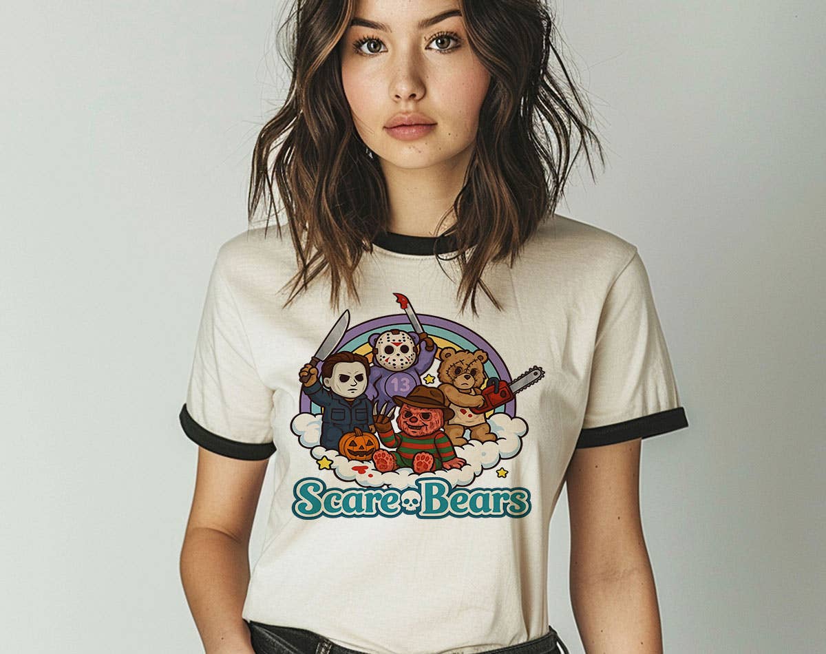 Scare Bears Funny Halloween Horror Movie Ringer Shirt Hoodie, Sweatshirt | PodTeesHub.com