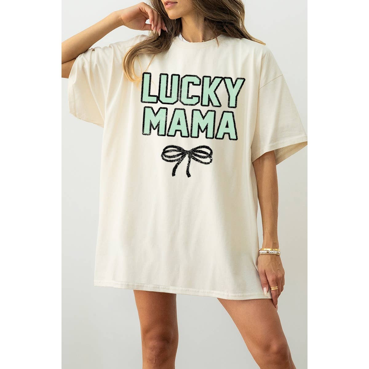 Lucky Mama  Vintage Graphic Oversized Tee Hoodie, Sweatshirt | PodTeesHub.com