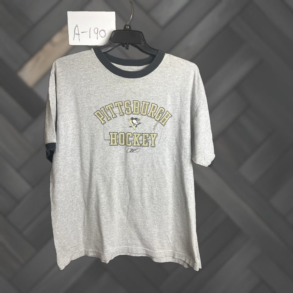 Delta Vintage Pittsburgh Hockey Shirt Men Xl Gray Cotton Penguins Sticks Logo 90s Tee Hoodie, Sweatshirt | PodTeesHub.com