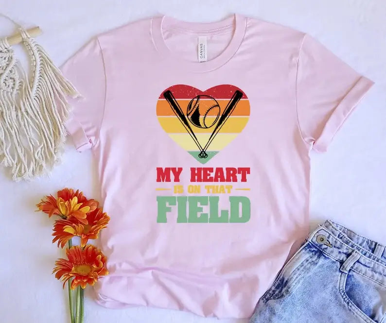 My Heart Is On That Field T-Shirt Hoodie, Sweatshirt | PodTeesHub.com