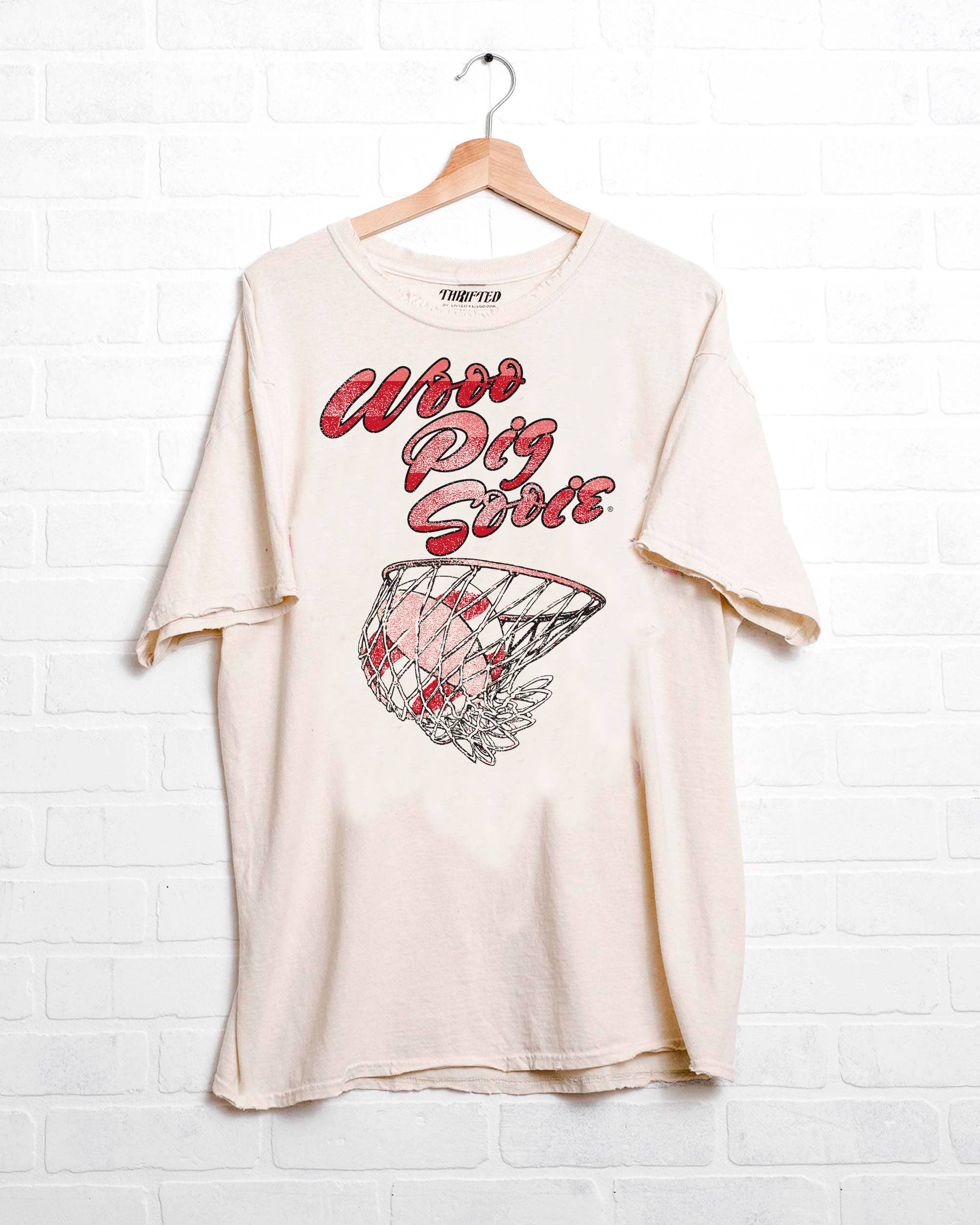 Arkansas Razorbacks Basketball Candy Off White Thrifted Tee Hoodie, Sweatshirt | PodTeesHub.com