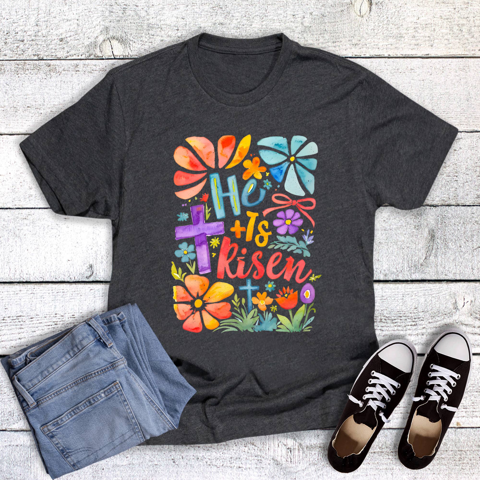 Easter Boho Faith He Is Risen Graphic Tee Hoodie, Sweatshirt | PodTeesHub.com