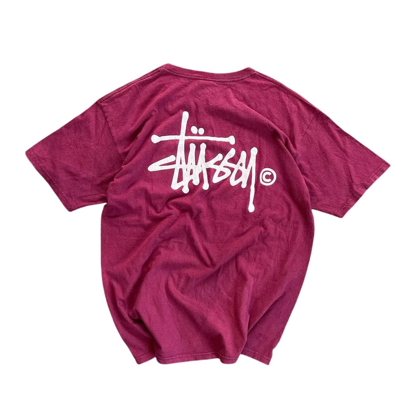 Stussy Basic Logo Graphic T Shirt Maroon Size L Hoodie, Sweatshirt | PodTeesHub.com