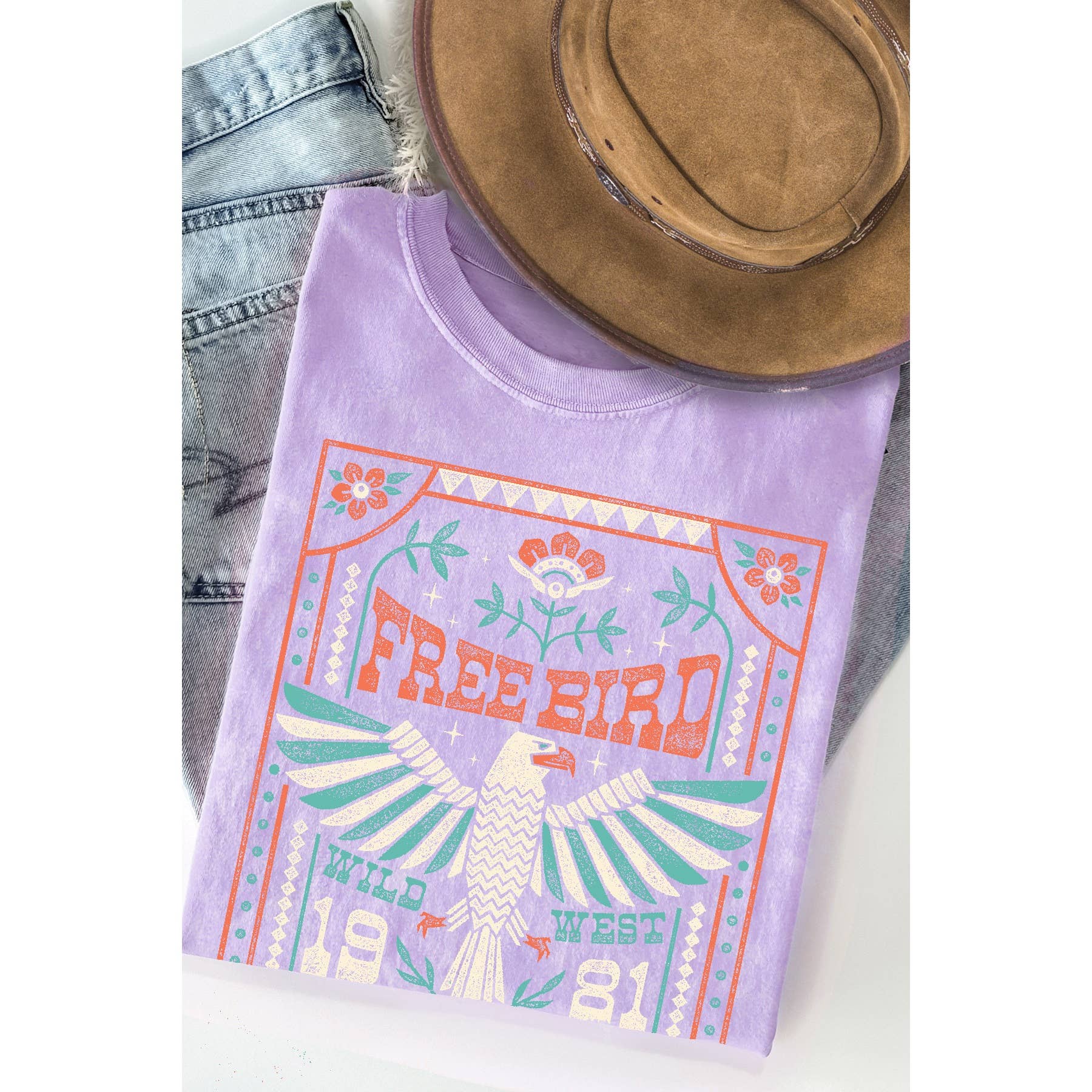 Free Bird Wild West - Mineral Wash T Shirt Hoodie, Sweatshirt | PodTeesHub.com