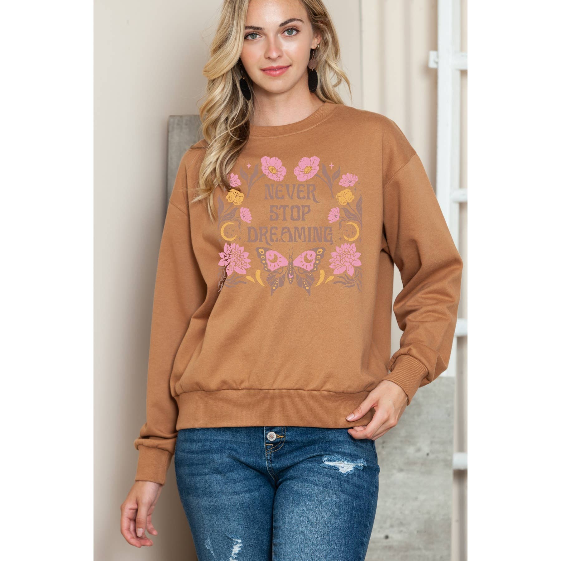 Never Stop Dreaming - Crewneck Sweatshirt T-Shirts, Hoodie | PodTeesHub.com