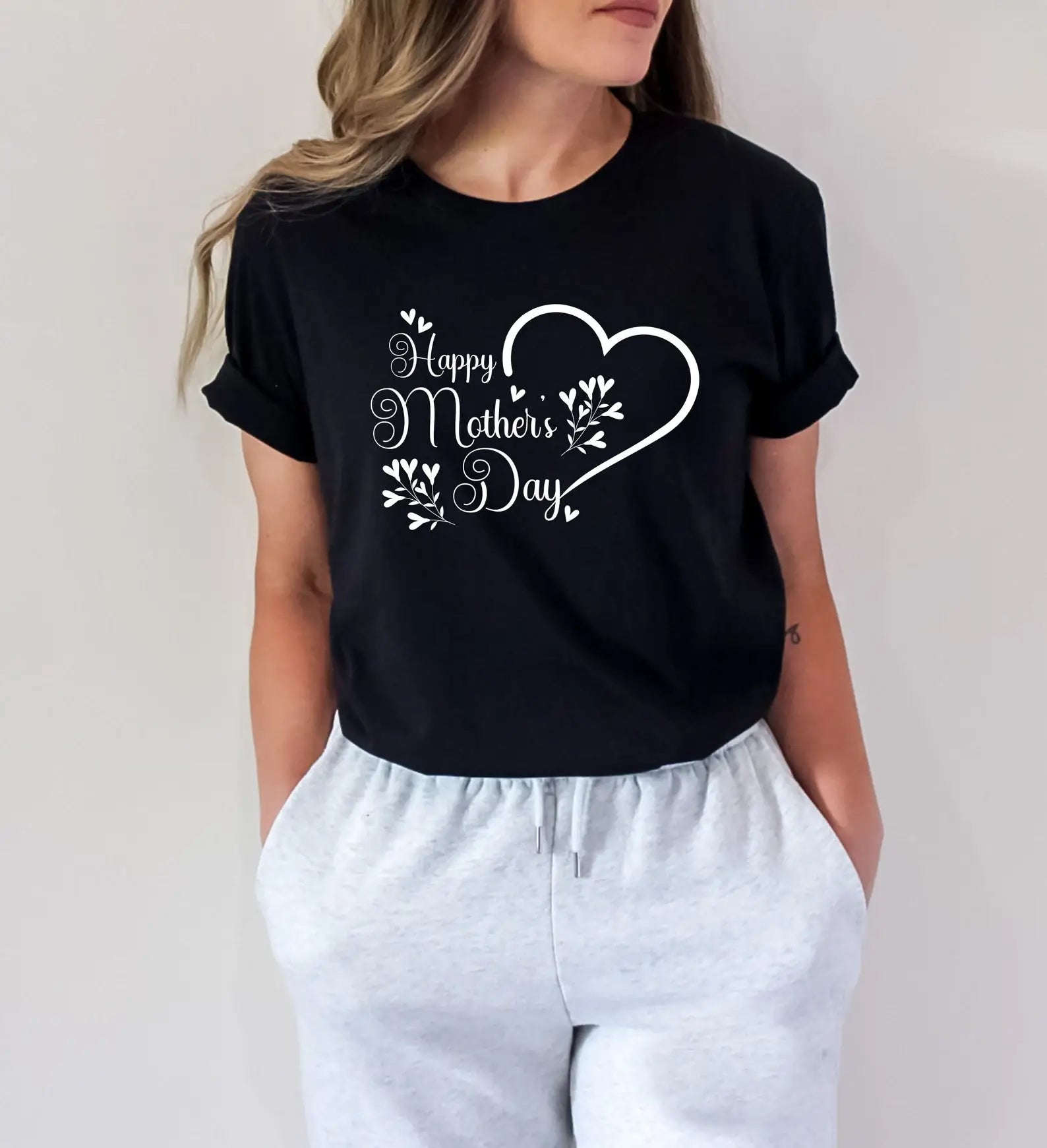 Floral Happy Mother's Day Heart T-Shirt Hoodie, Sweatshirt | PodTeesHub.com
