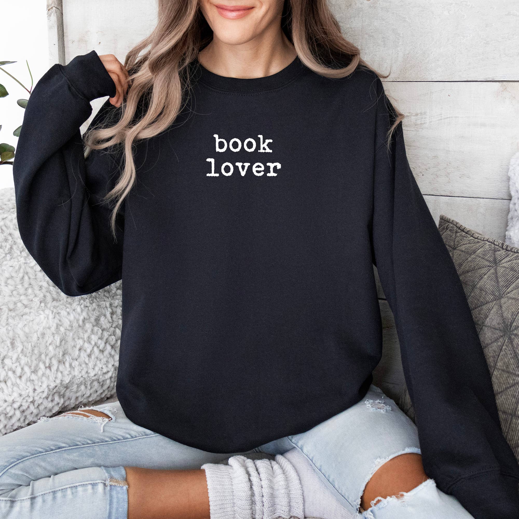 Book Lover Black Crewneck Sweatshirt, Valentine's Day T-Shirts, Hoodie | PodTeesHub.com