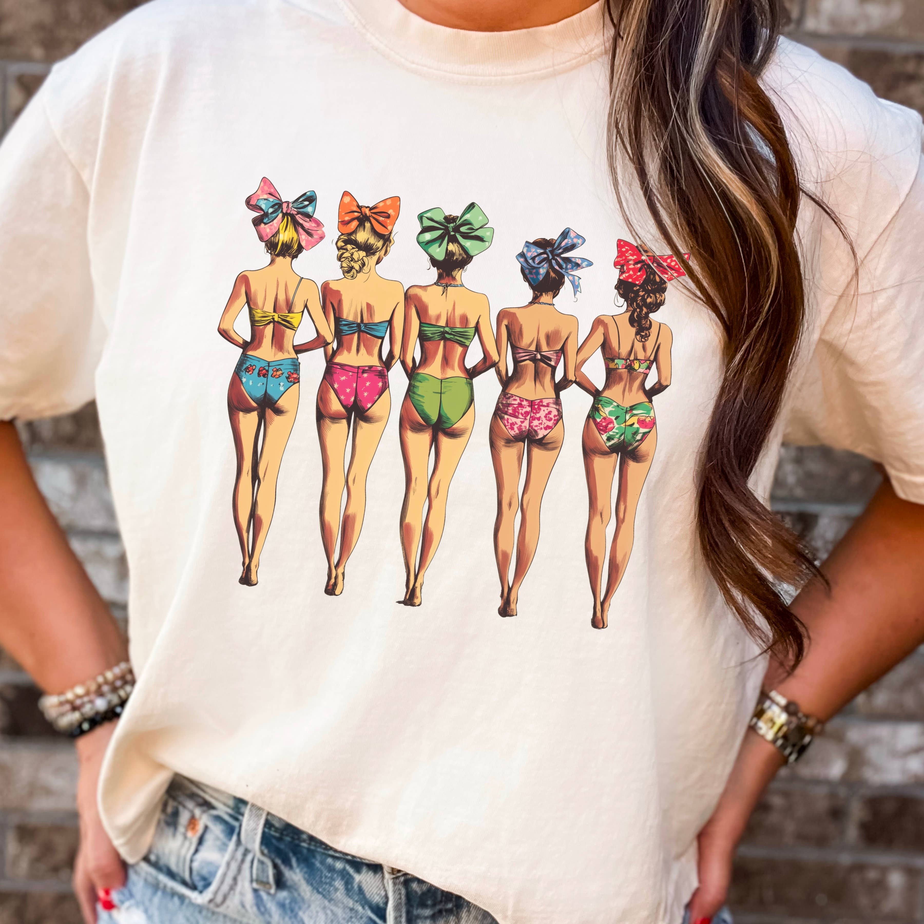 Beach Bikini Girls | Retro Graphic Shirt | Comfort Colors Hoodie, Sweatshirt | PodTeesHub.com