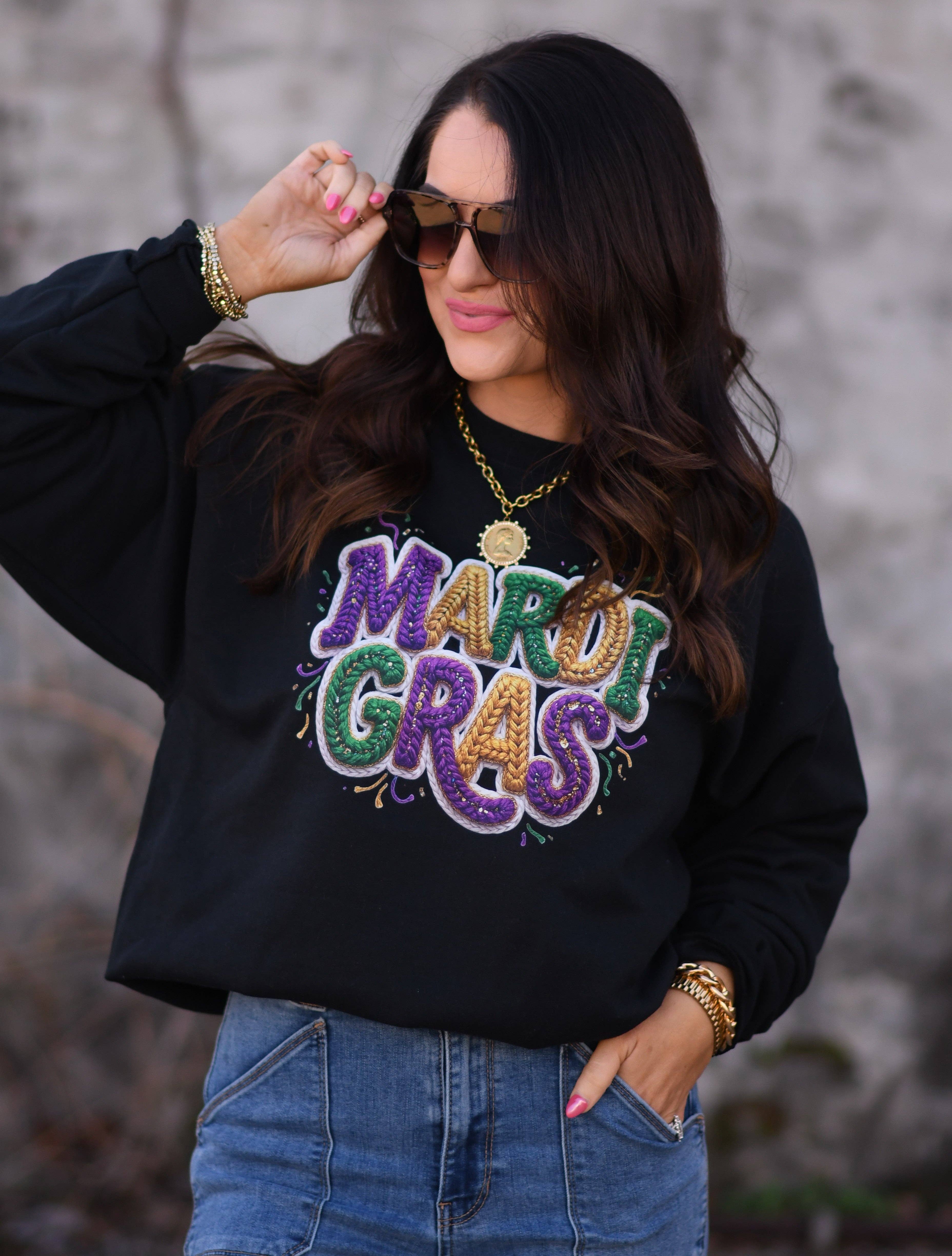 Mardi Gras Faux Yarn Confetti Sweatshirt T-Shirts, Hoodie | PodTeesHub.com