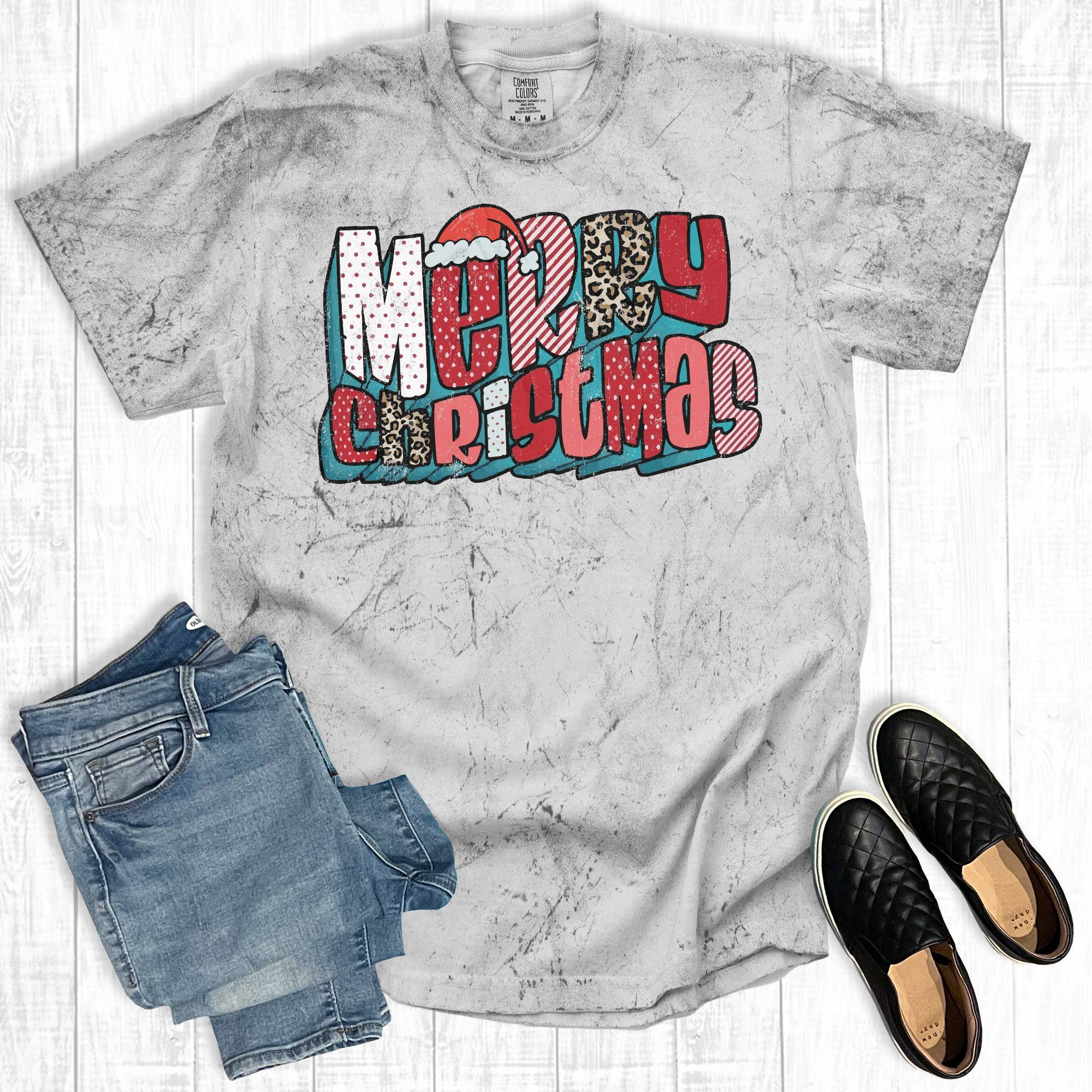 Retro Merry Christmas Comfort Colors Graphic Tee Hoodie, Sweatshirt | PodTeesHub.com