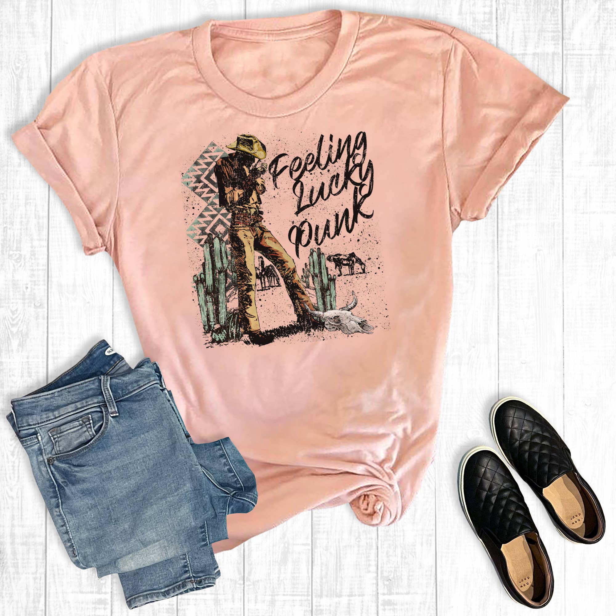 Western Feeling Lucky Punk Graphic Tee Hoodie, Sweatshirt | PodTeesHub.com