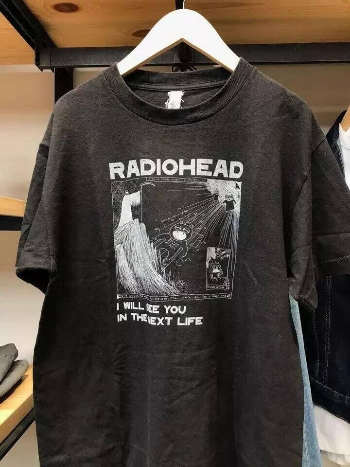 Radiohead Vintage Tour Band Tee Shirt Black Cotton T-Shirt Hoodie, Sweatshirt | PodTeesHub.com