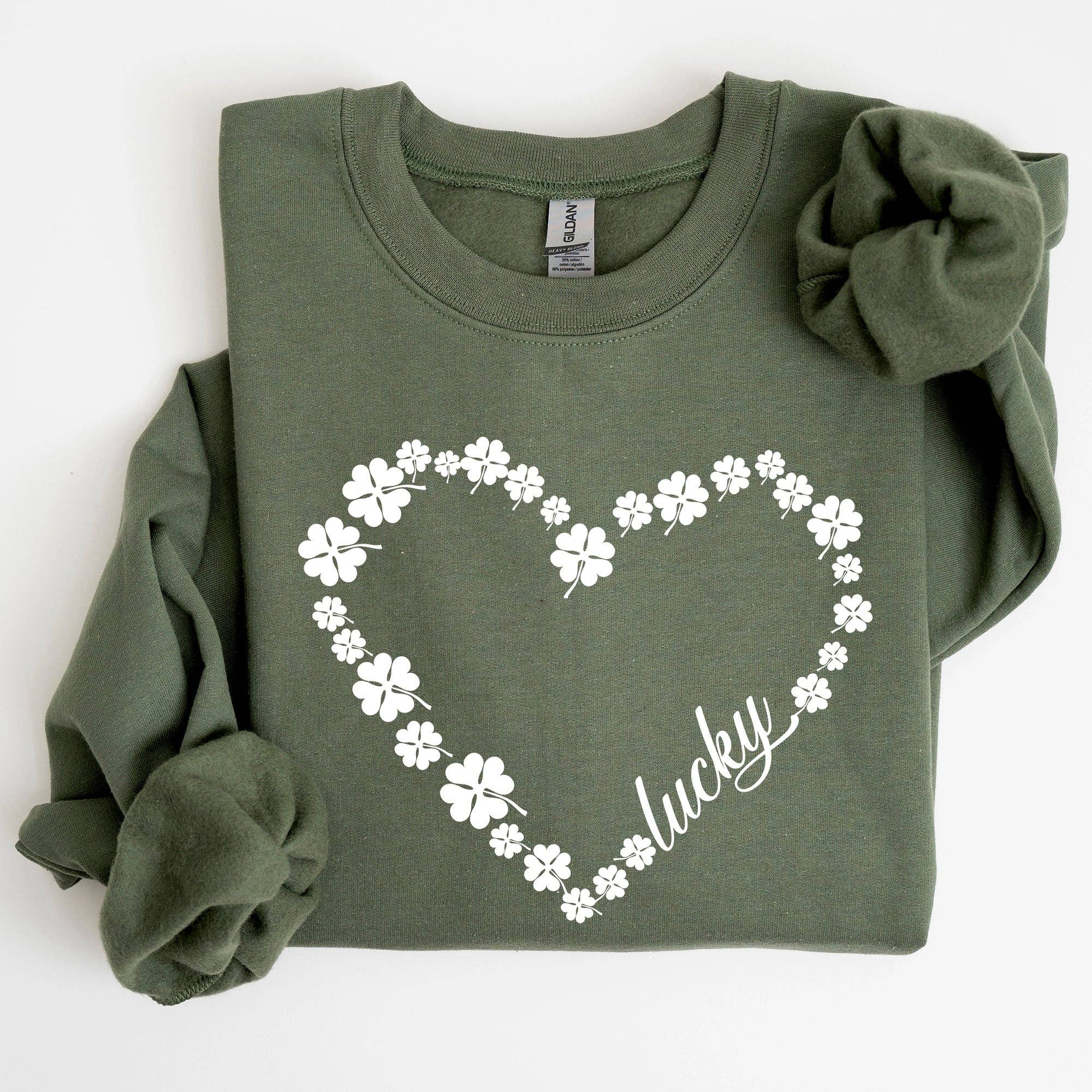 Shamrock Heart, Lucky, St Patrick's Day Sweatshirt T-Shirts, Hoodie | PodTeesHub.com