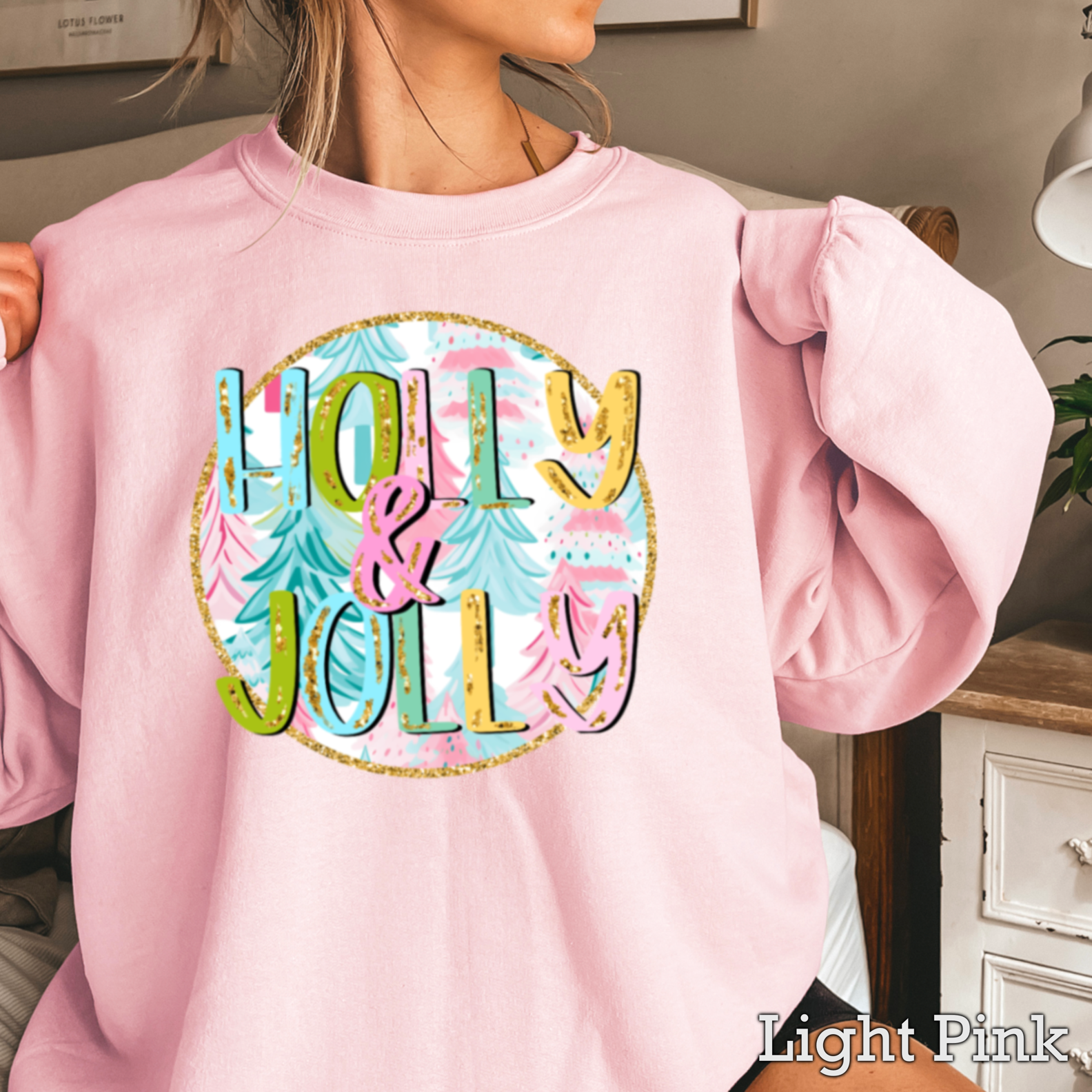 Holly and Jolly Christmas Graphic Sweatshirt Women’S T-Shirts, Hoodie | PodTeesHub.com