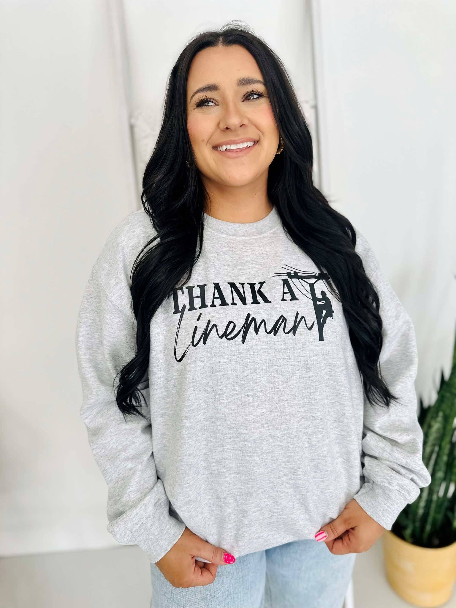 Thank A Lineman Dtf Sweatshirt T-Shirts, Hoodie | PodTeesHub.com