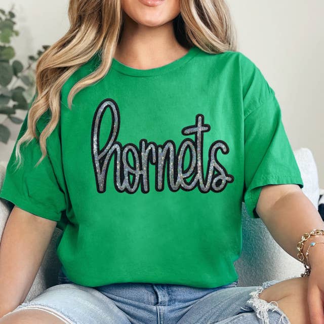 Hornets Sequin Patch Irish Green Everyday Tee Hoodie, Sweatshirt | PodTeesHub.com