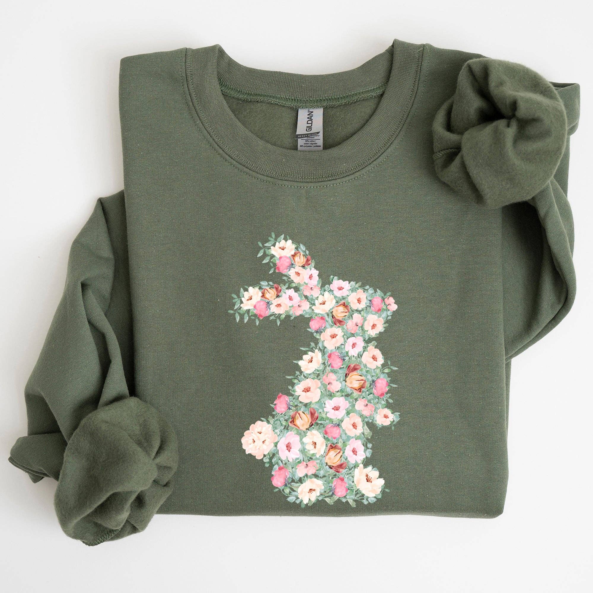 Floral Print Rabbit, Bunny, Easter Sweatshirt T-Shirts, Hoodie | PodTeesHub.com