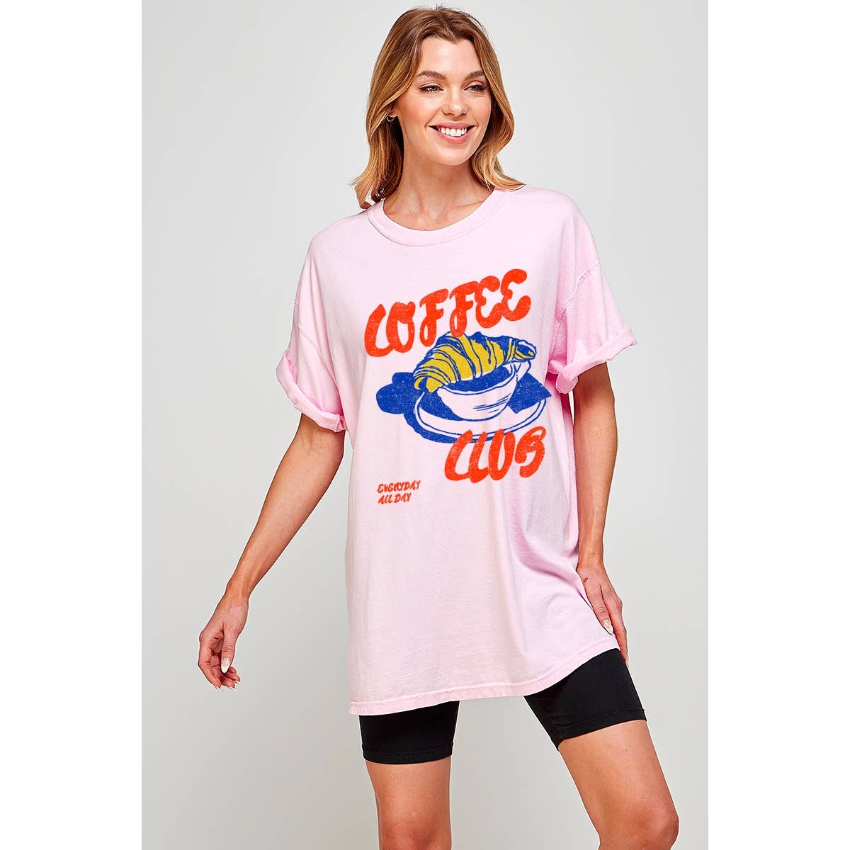 Coffee Club Graphic Oversized Tee Hoodie, Sweatshirt | PodTeesHub.com