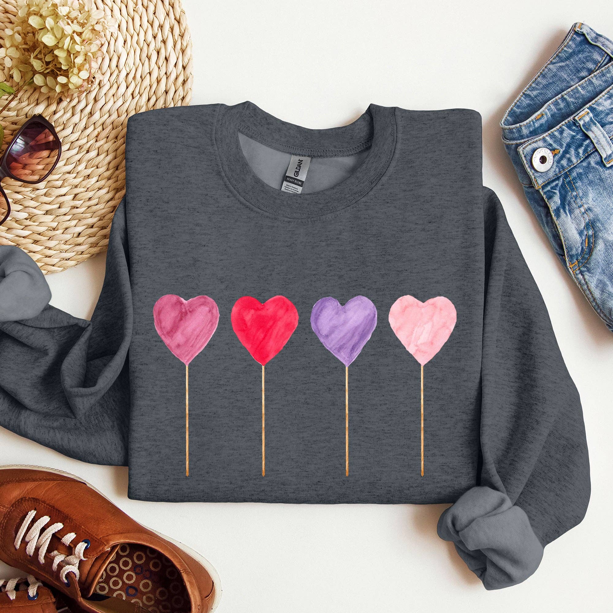Watercolor Lollipops, Candy, Sweets, Valentine's Sweatshirt T-Shirts, Hoodie | PodTeesHub.com