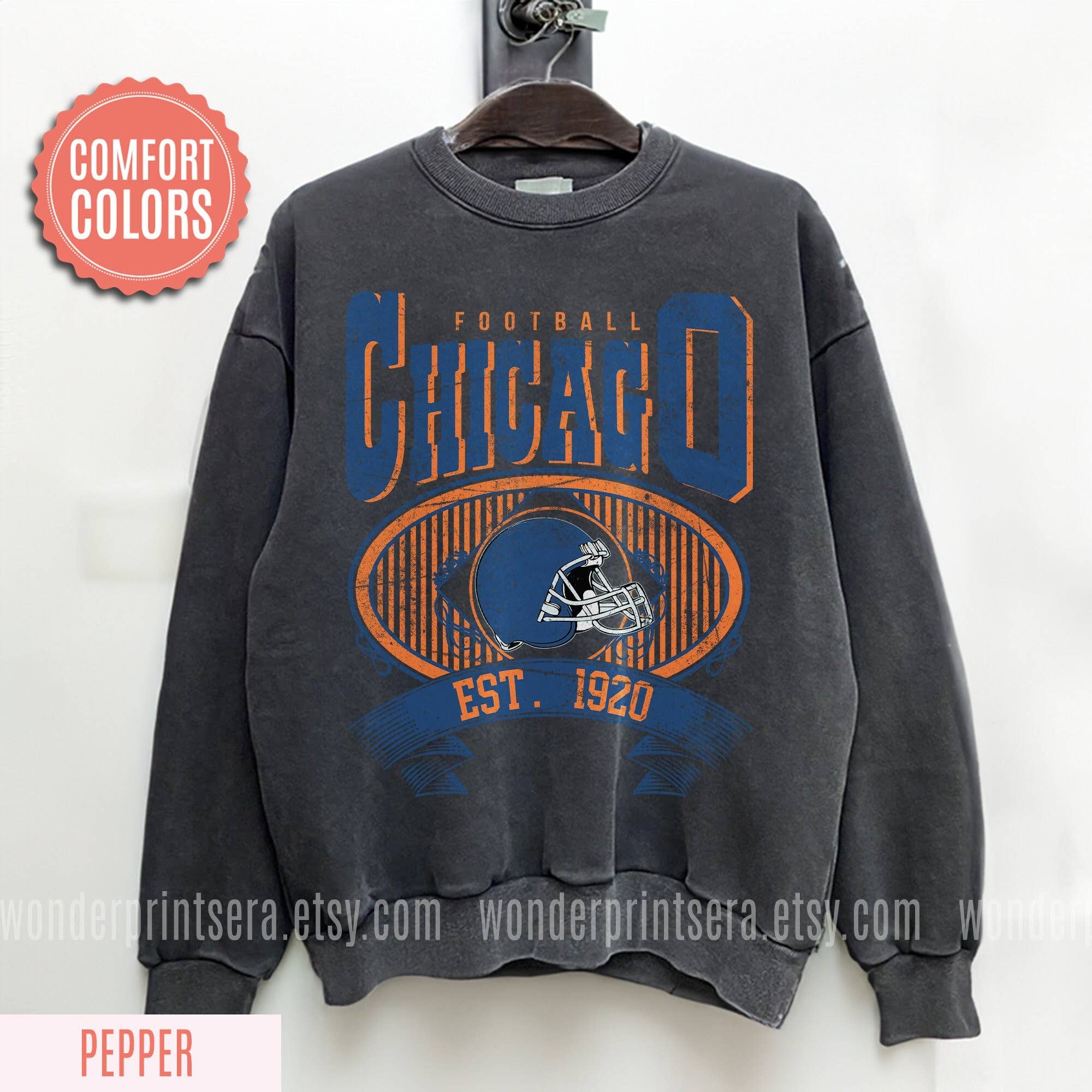 Retro Chicago Football Vintage Sweatshirt - Fan Gift T-Shirts, Hoodie | PodTeesHub.com