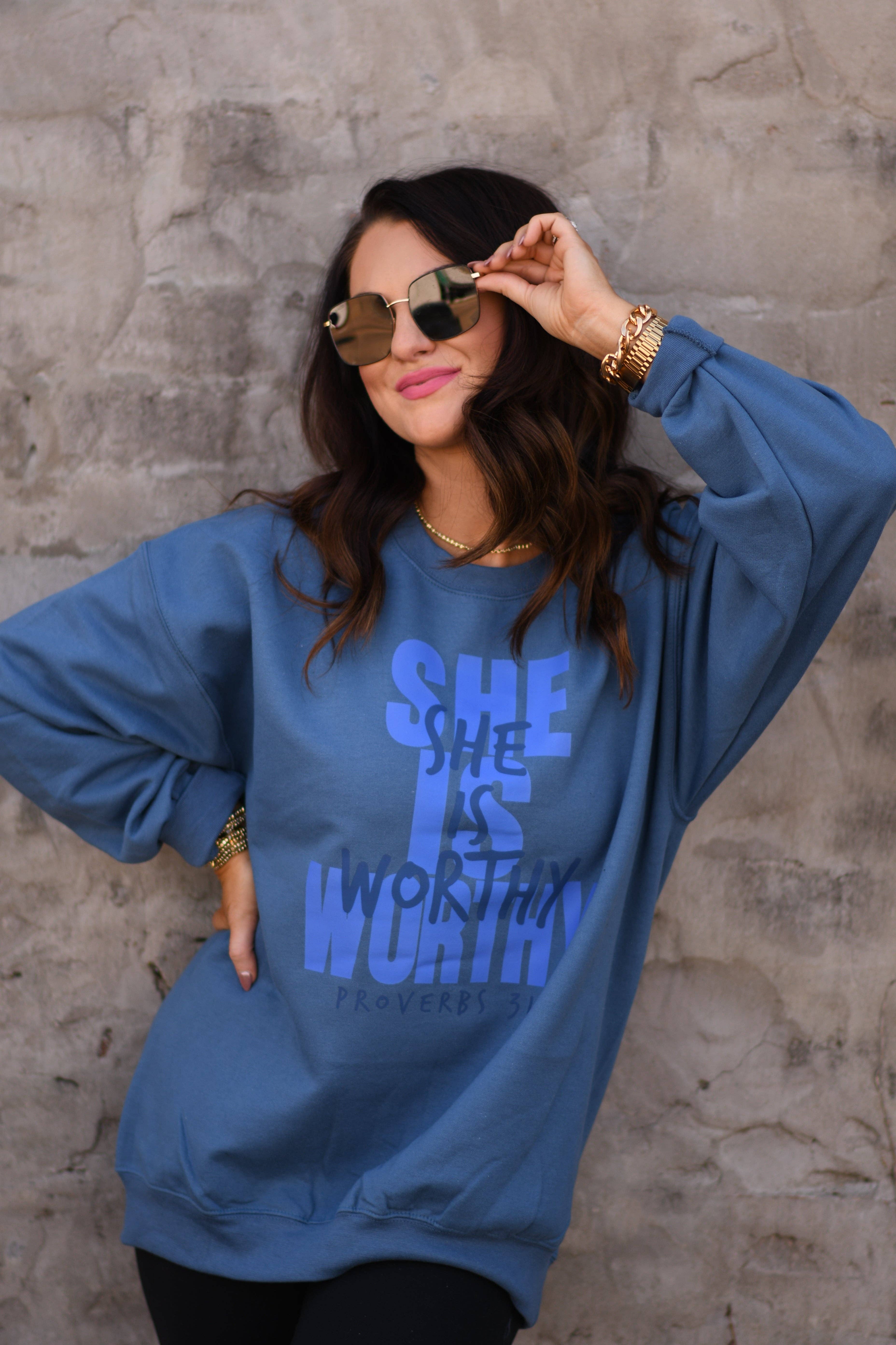 She Is Worthy Sweatshirt T-Shirts, Hoodie | PodTeesHub.com