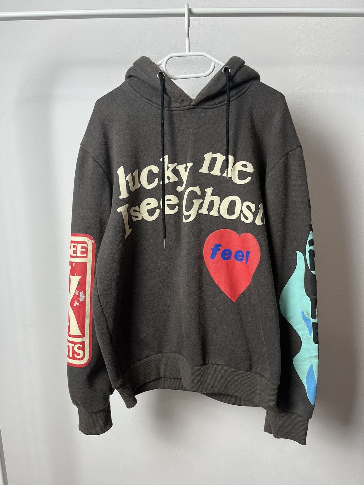 Vintage Lucky Me I See Ghosts Faded Smiley Face Rap Hip Hop Hoodie T-Shirts, Sweatshirt | PodTeesHub.com