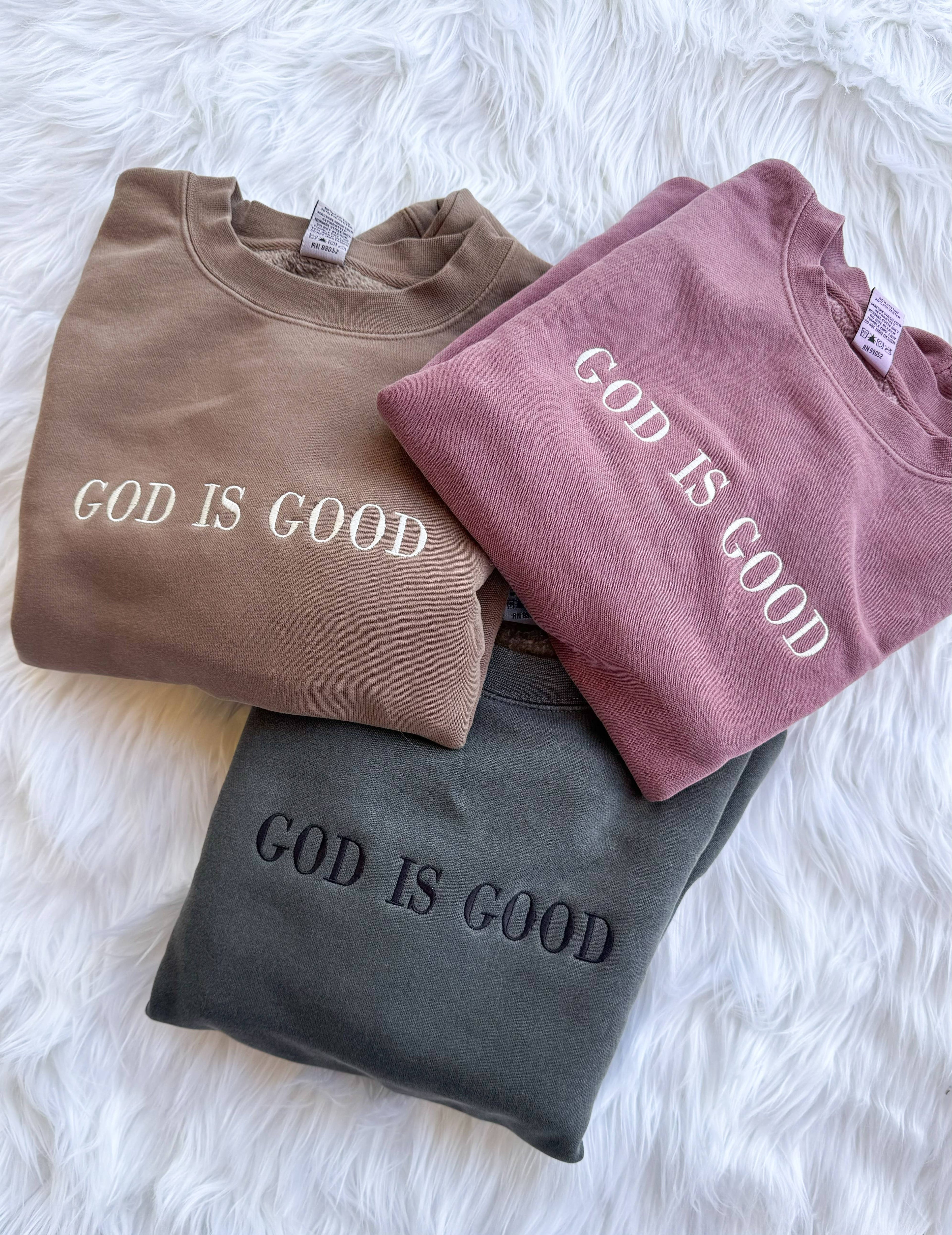 God Is Good Embroidered Sweatshirt - Christian Faith Graphic T-Shirts, Hoodie | PodTeesHub.com