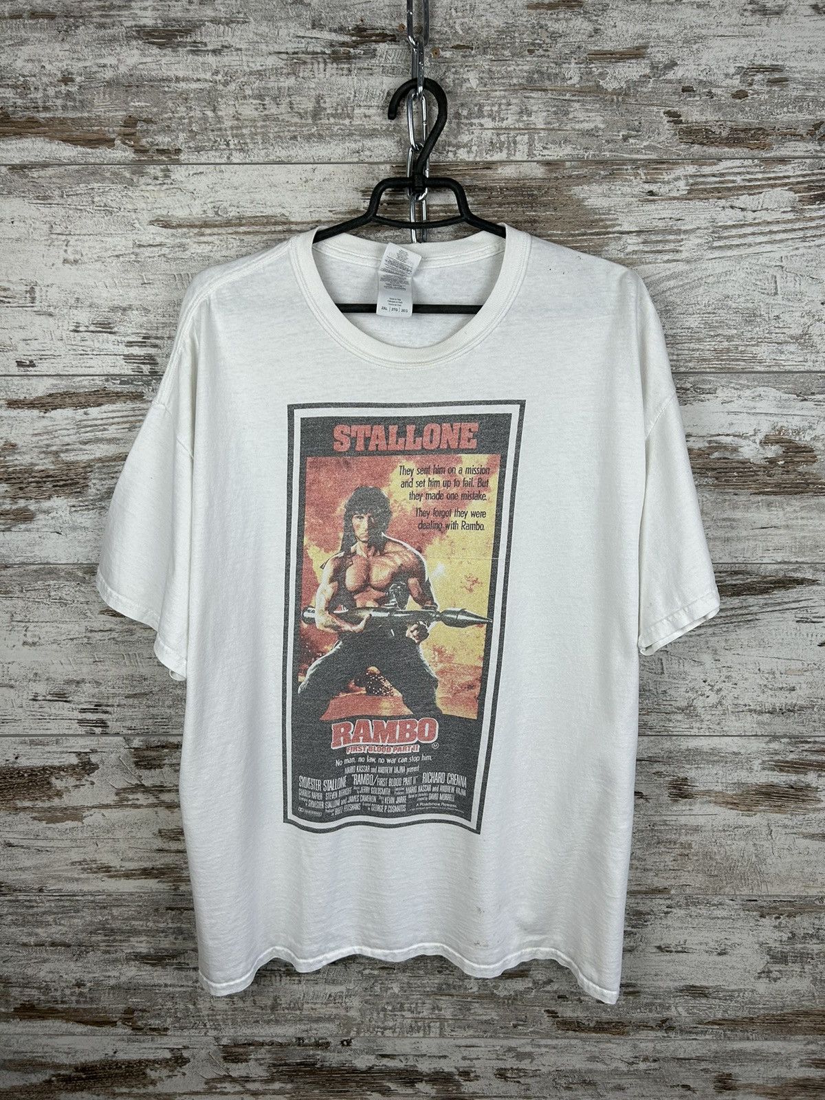 Mens Vintage Sylvester Stallone Rambo Film T Shirt Rare Y2k Hoodie, Sweatshirt | PodTeesHub.com