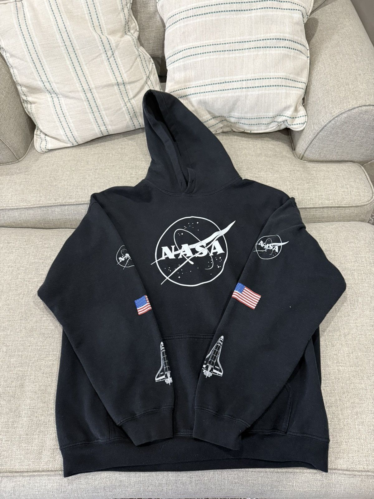 Nasa Sweater Adult Large Black White Logo Pullover Hoodie T-Shirts, Sweatshirt | PodTeesHub.com