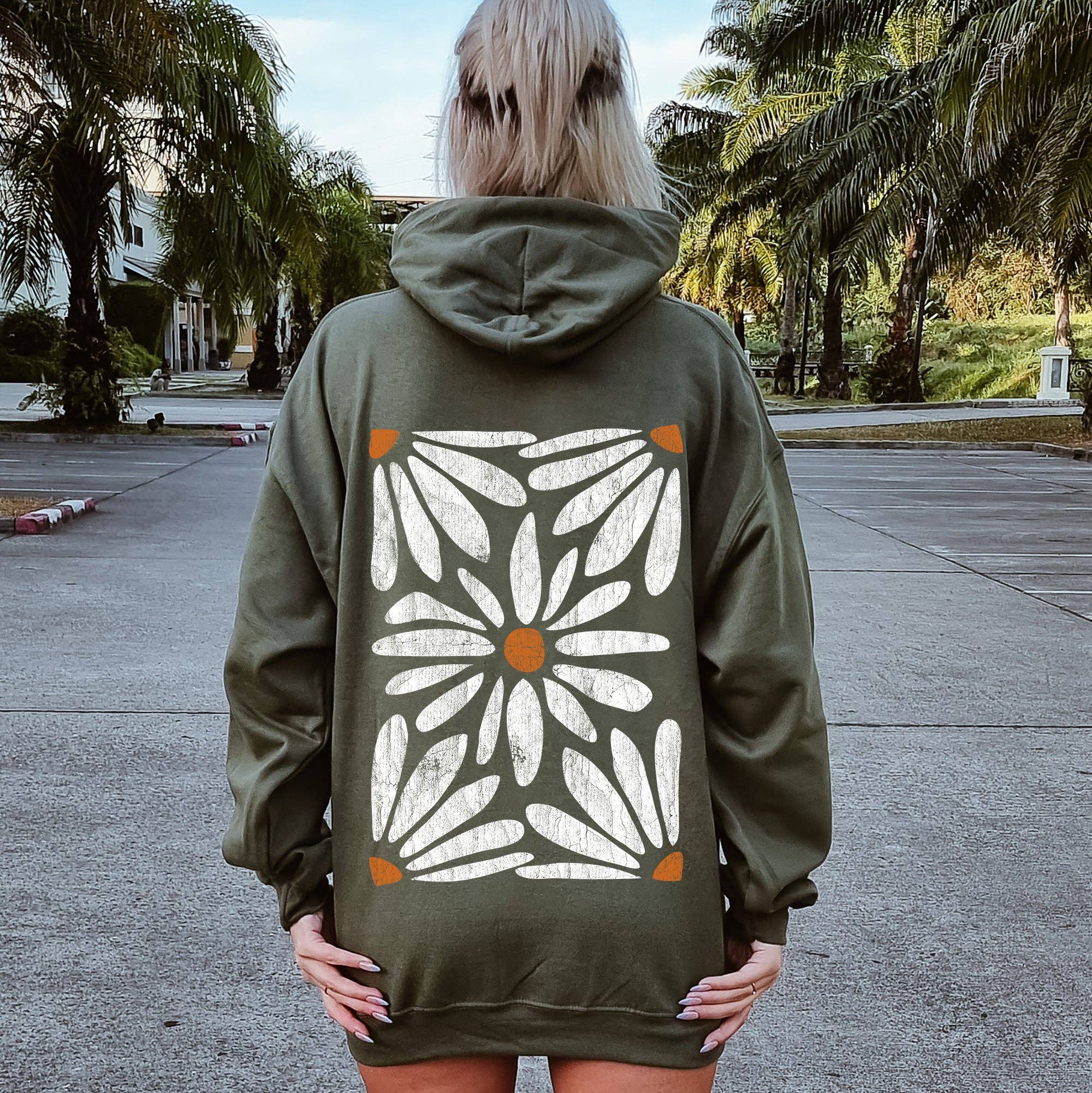 Boho Daisy Floral Hoodie T-Shirts, Sweatshirt | PodTeesHub.com