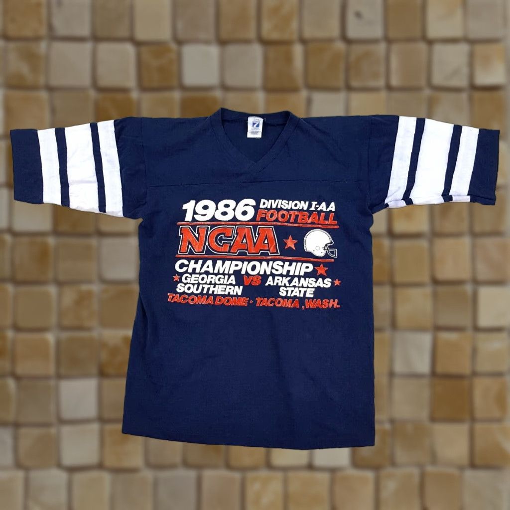 7 Vintage Logo 7 80s 1986 Ncaa Football Championship T Shirt Men S Large Blue Retro Graphic Pri Hoodie, Sweatshirt