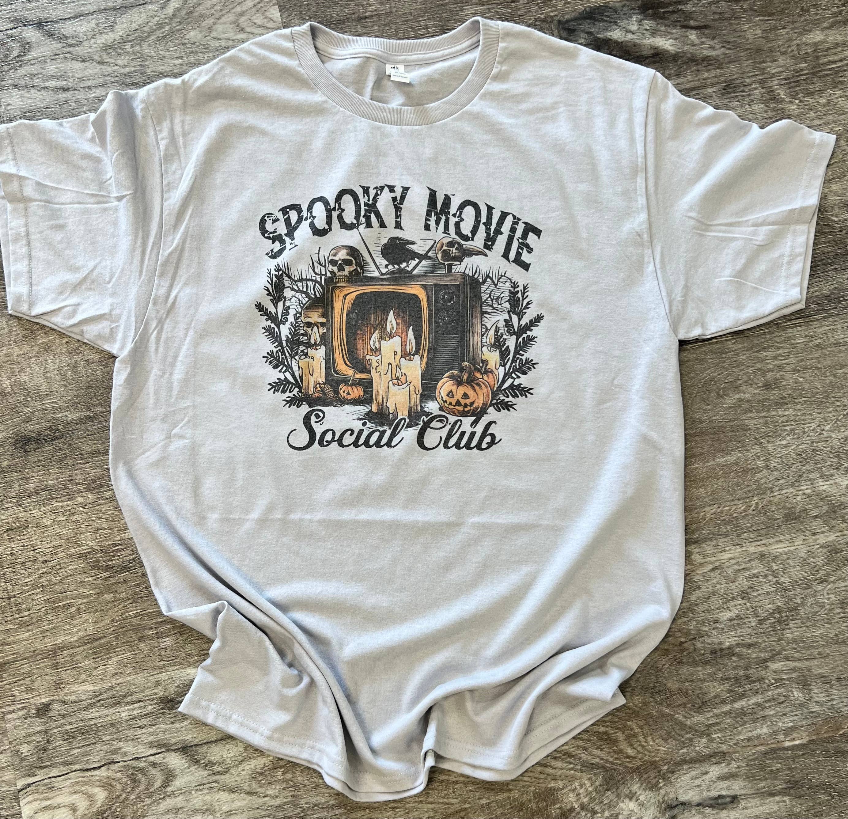 Spooky Movie Social Club On Silver Tee Hoodie, Sweatshirt | PodTeesHub.com