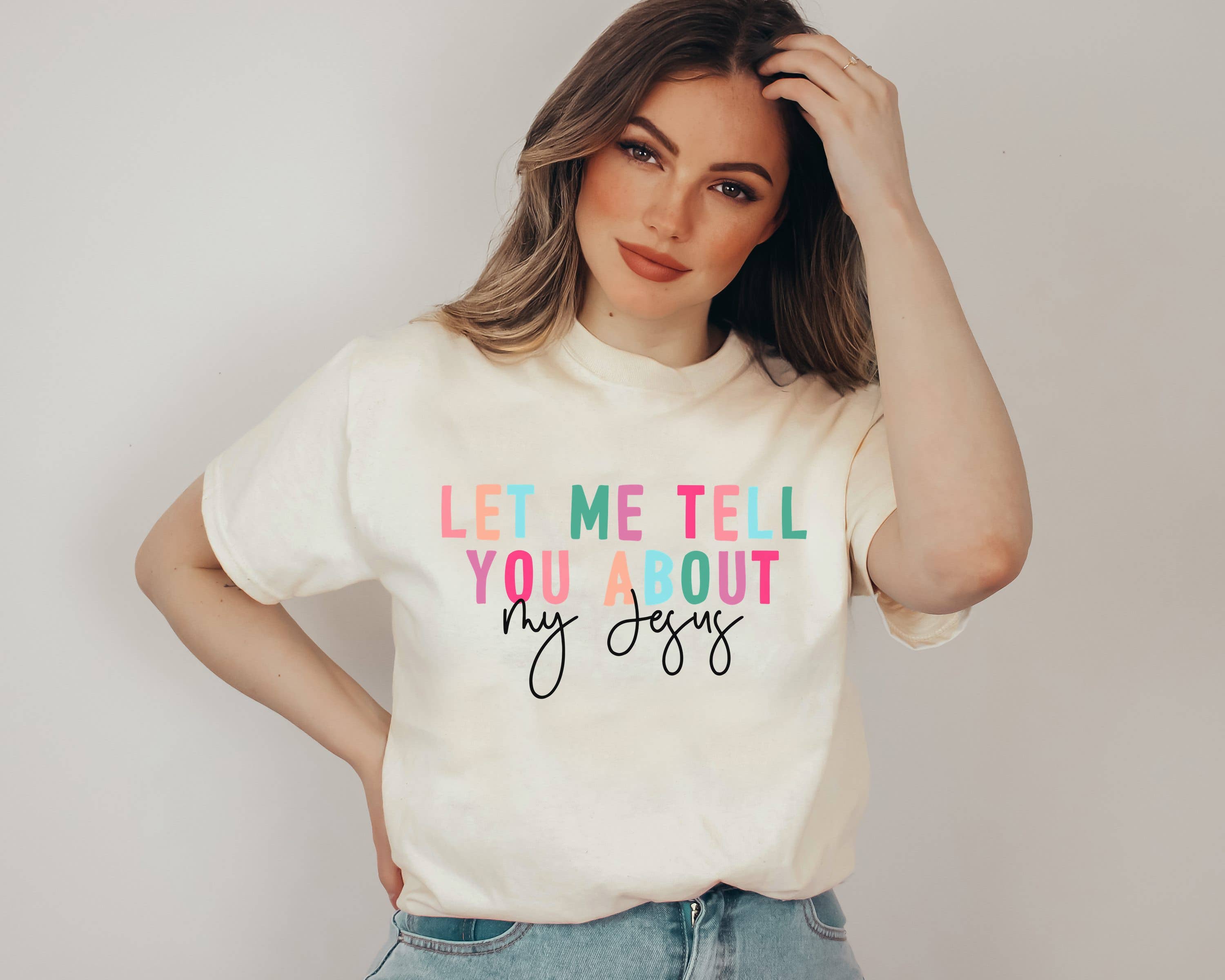 Let Me Tell You About My Jesus Color Graphic Tee Hoodie, Sweatshirt | PodTeesHub.com