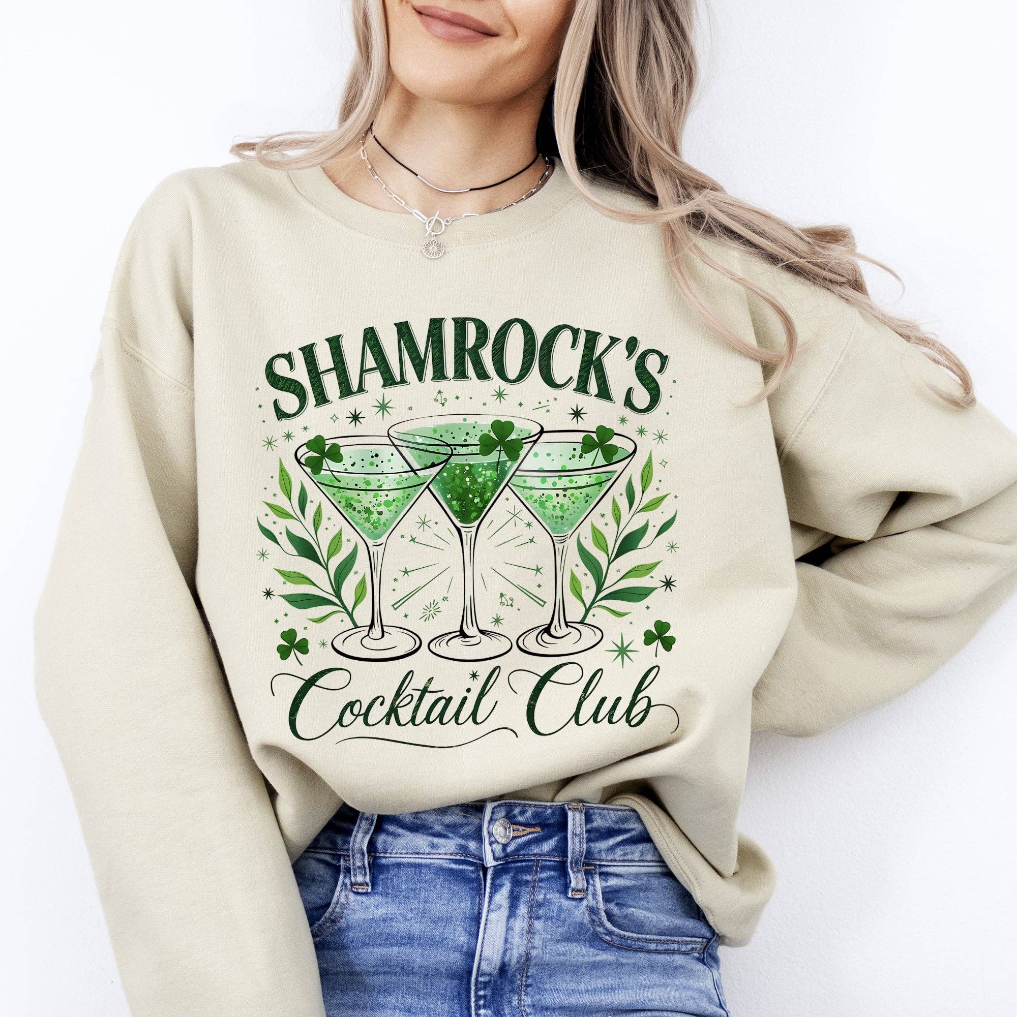 Shamrock's Cocktail Club, St Patrick's Day Clover Sweatshirt T-Shirts, Hoodie | PodTeesHub.com