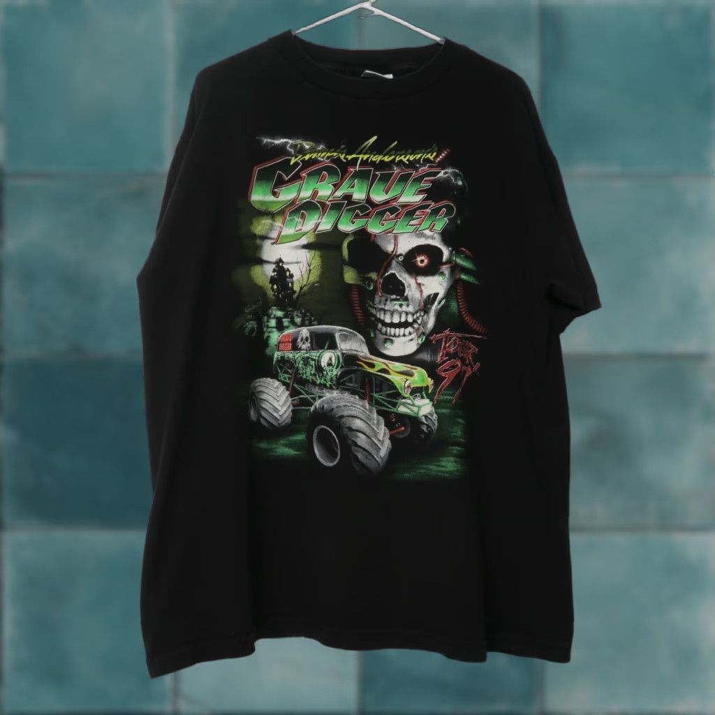 Vintage Dennis Anderson S Grave Digger Monster Truck T Shirt Xl Black Men Xl 90s Trucks Hoodie, Sweatshirt | PodTeesHub.com