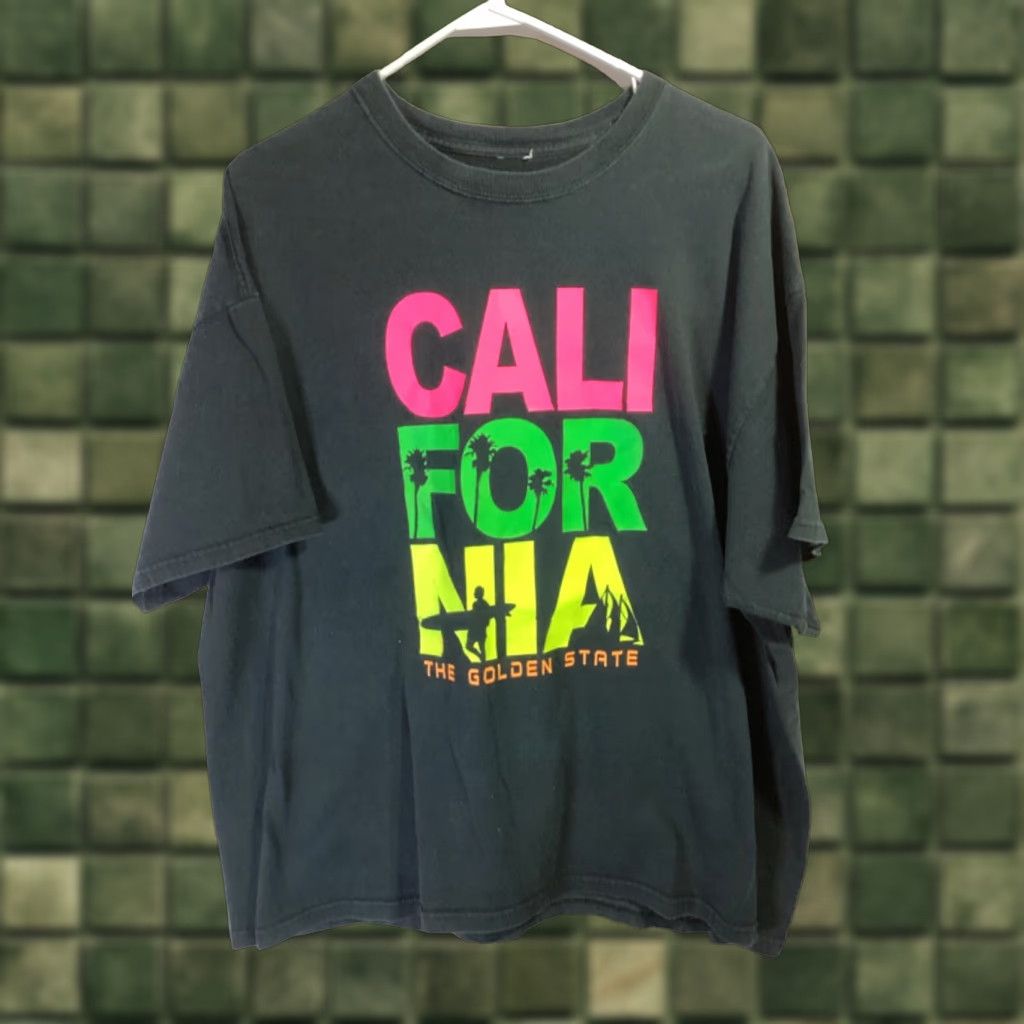 Vintage California Black T Shirt 2xl Cotton Men United States 25 Inch Pit Graphic Print Roun Hoodie, Sweatshirt