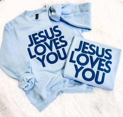 Jesus Loves You Block Puff Sweatshirt T-Shirts, Hoodie | PodTeesHub.com