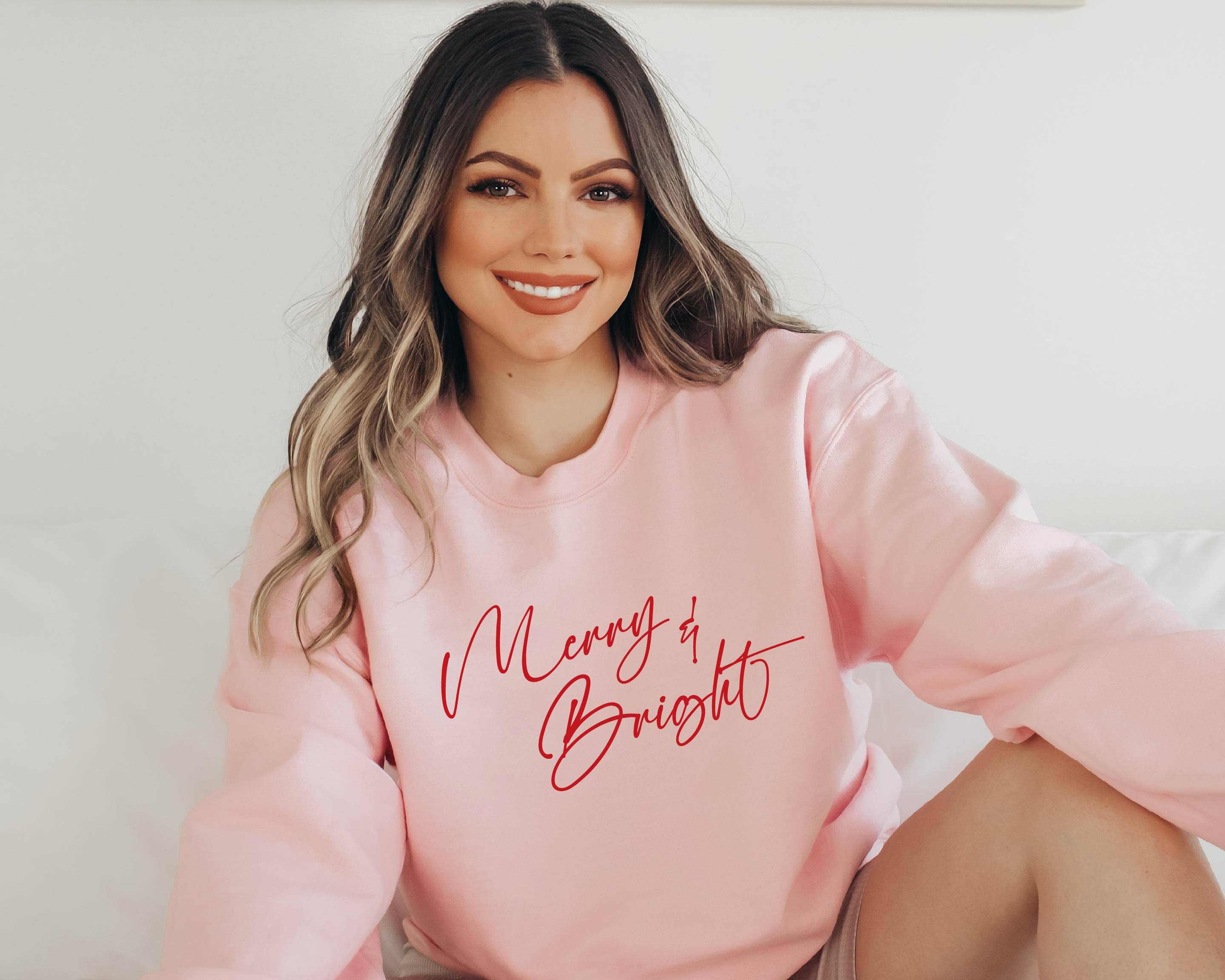 Merry and Bright Christmas Sweatshirt, Christmas Sweatshirt T-Shirts, Hoodie | PodTeesHub.com
