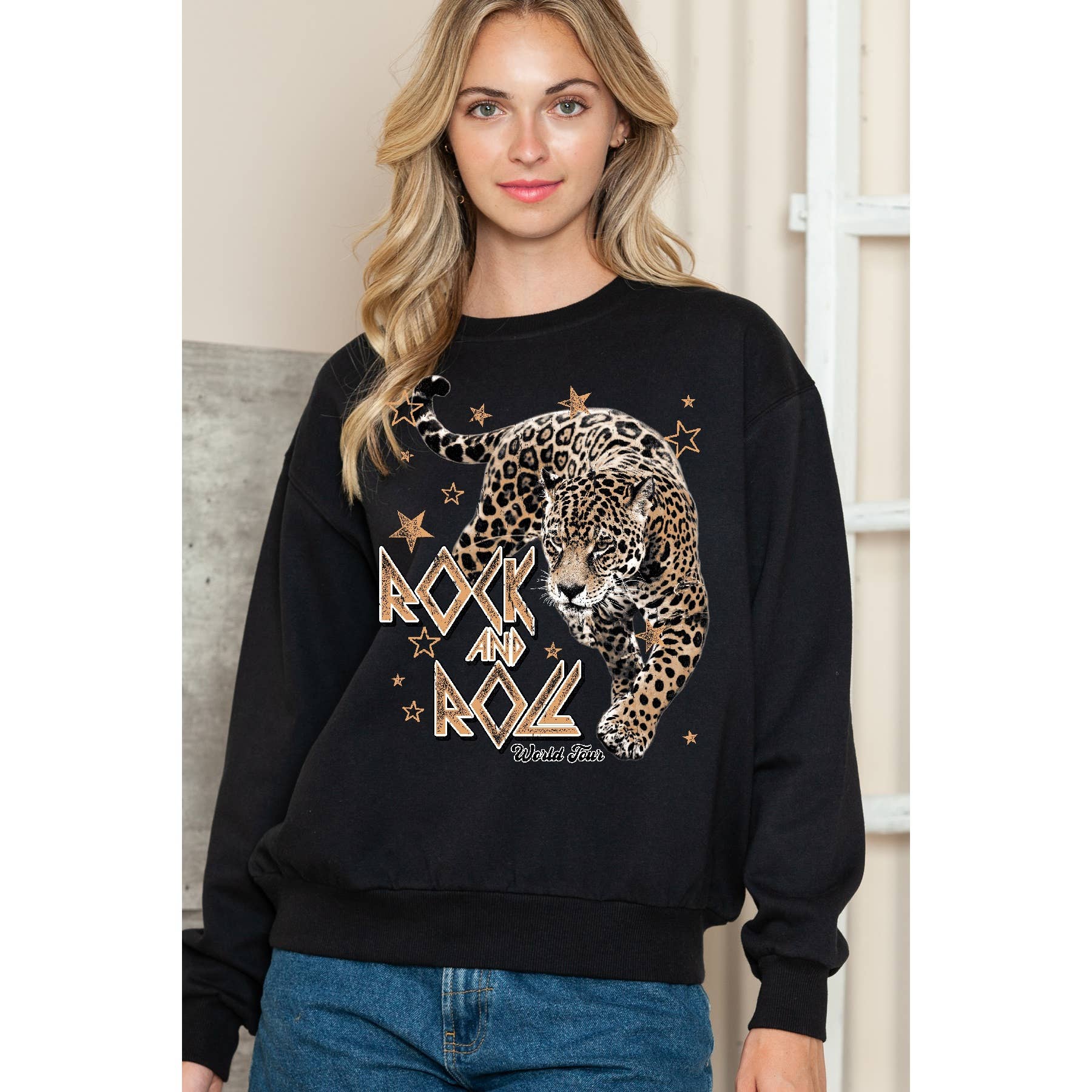 Rock N Roll World Tour Crewneck Sweatshirt T-Shirts, Hoodie | PodTeesHub.com