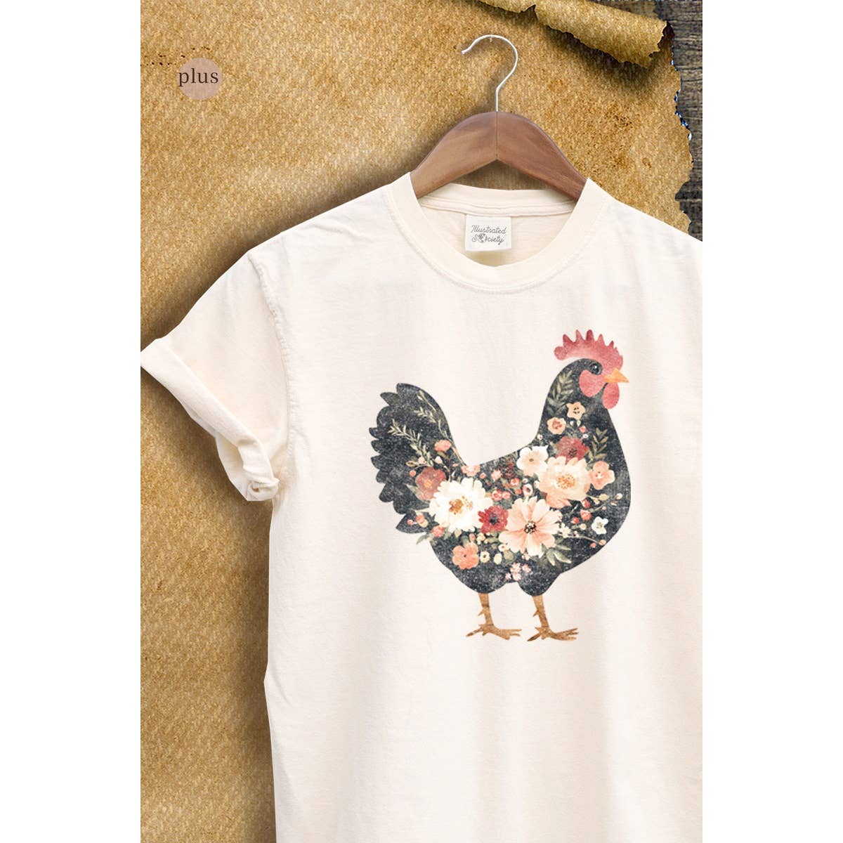 Floral Chicken Vintage Graphic Plus Tee Hoodie, Sweatshirt | PodTeesHub.com