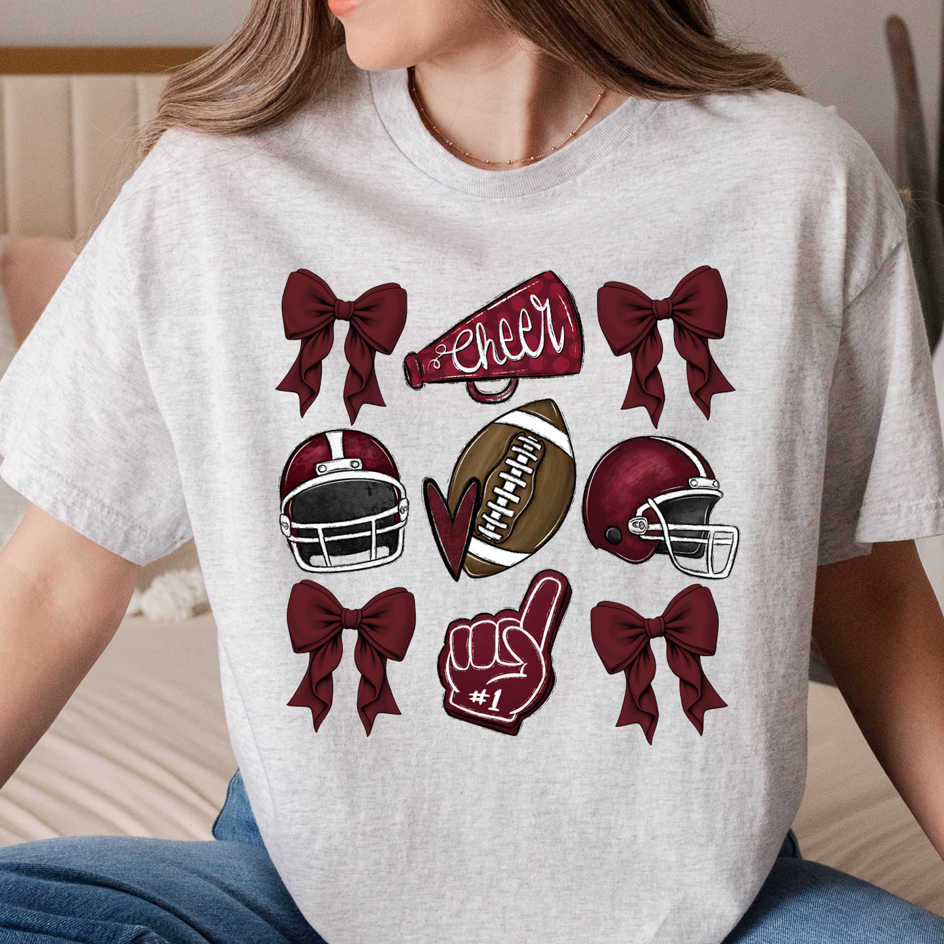 Maroon Cheer Bows Everyday Tee Hoodie, Sweatshirt | PodTeesHub.com