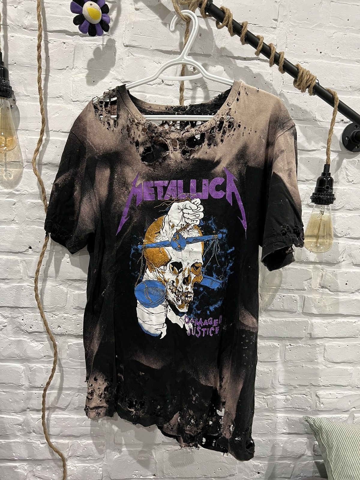 Vintage Thrashed Metallica Damaged Justice T Shirt Hoodie, Sweatshirt | PodTeesHub.com