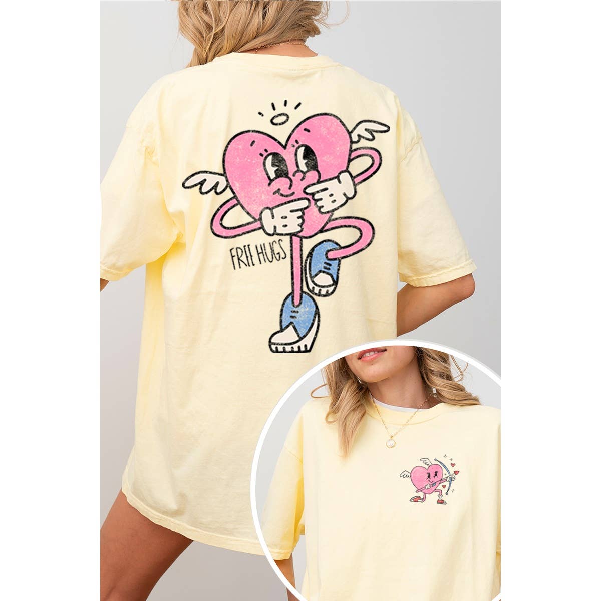 Free Hug Valentine Vintage Graphic Oversized Tee Hoodie, Sweatshirt | PodTeesHub.com