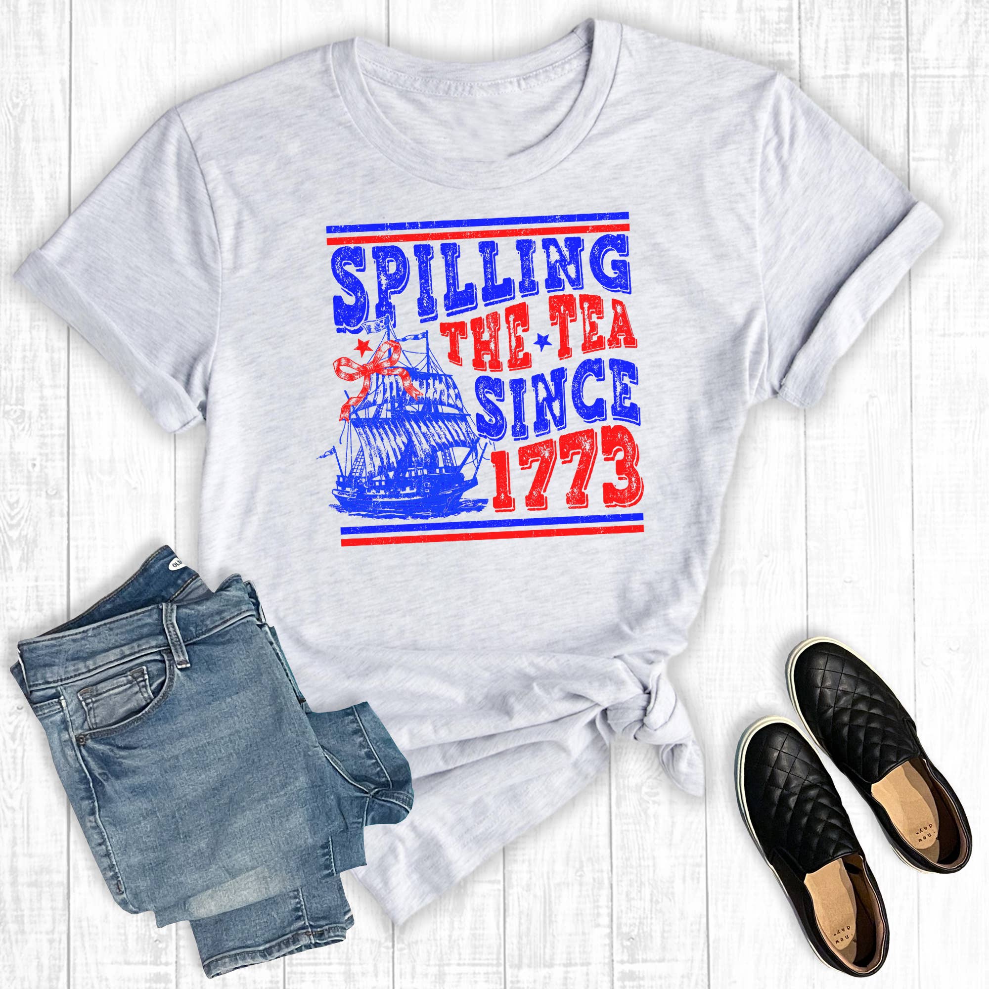 4th of July Spilling Tea Graphic Tee Hoodie, Sweatshirt | PodTeesHub.com