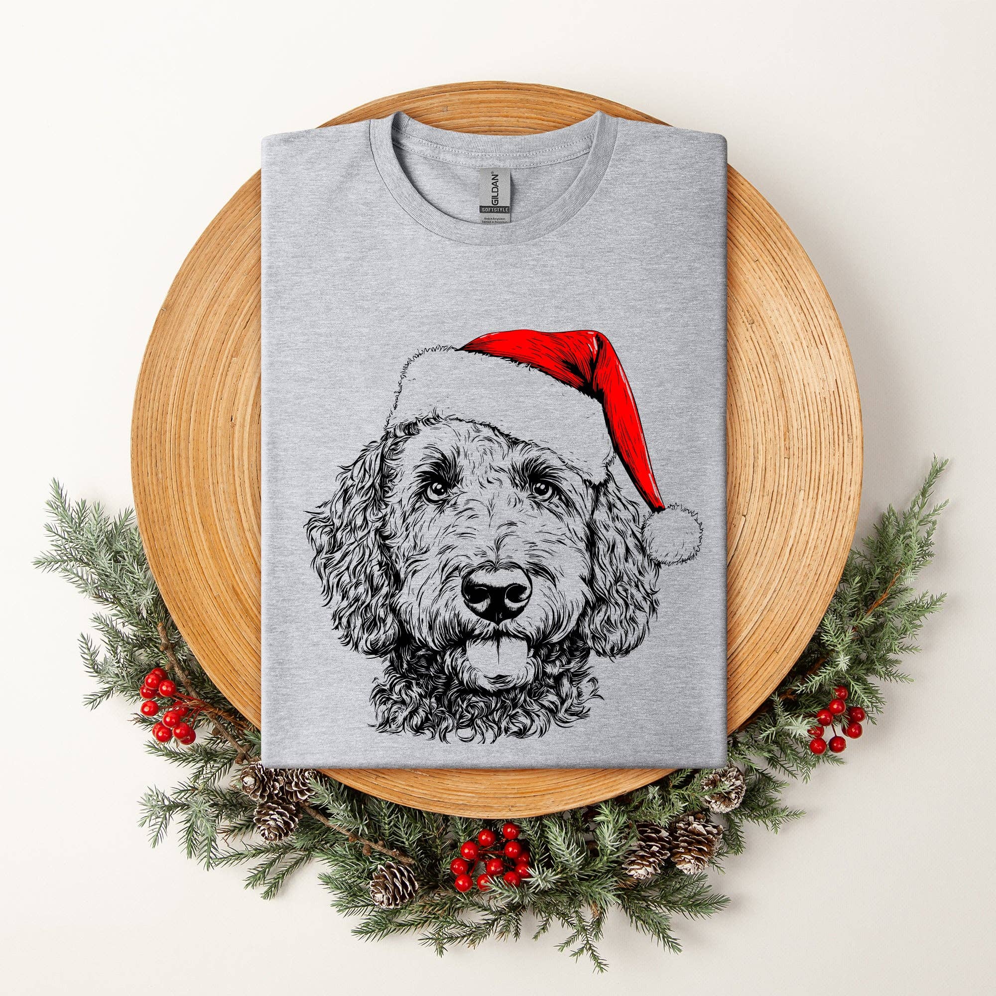 Labradoodle, Santa, Dog, Christmas, Dog Lover, Pet T-Shirt Hoodie, Sweatshirt | PodTeesHub.com