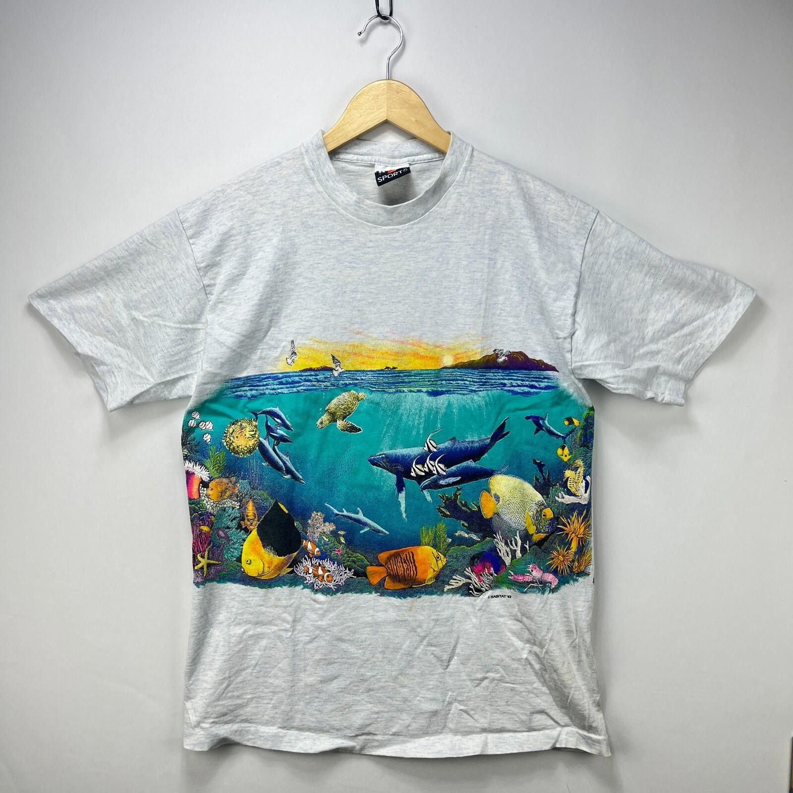 Vintage 90s Sea Fish Animal Nature T Shirt Large Hoodie, Sweatshirt | PodTeesHub.com