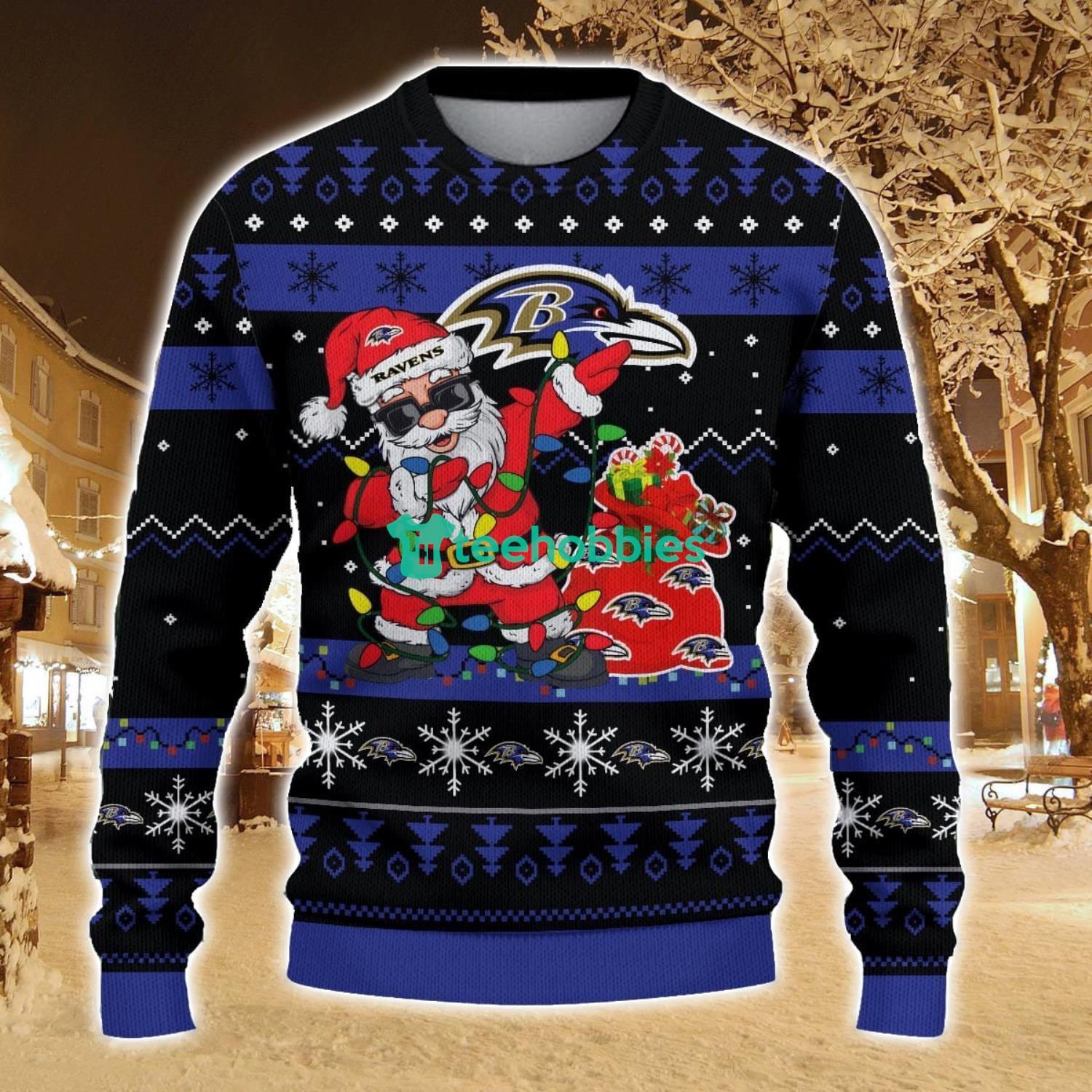 Baltimore Ravens Santa Claus Ugly Christmas Sweater All Printed Sweater For Fans Gift Ideas