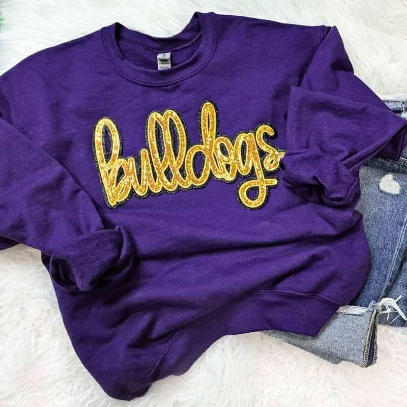 Bulldogs Gold Sequin Sweatshirt T-Shirts, Hoodie | PodTeesHub.com